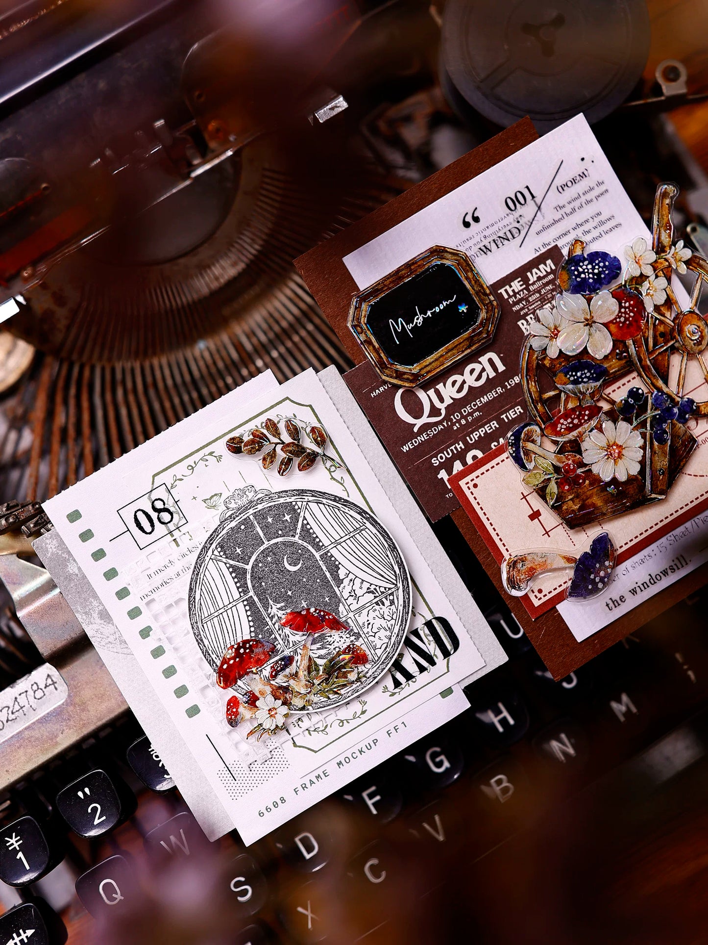 XiaoBaiJia【Mushroom Tales in the Woods】Orginal Design Kiss-cut Washi Pet Floral Tape Light Retro Landscaping Stickers