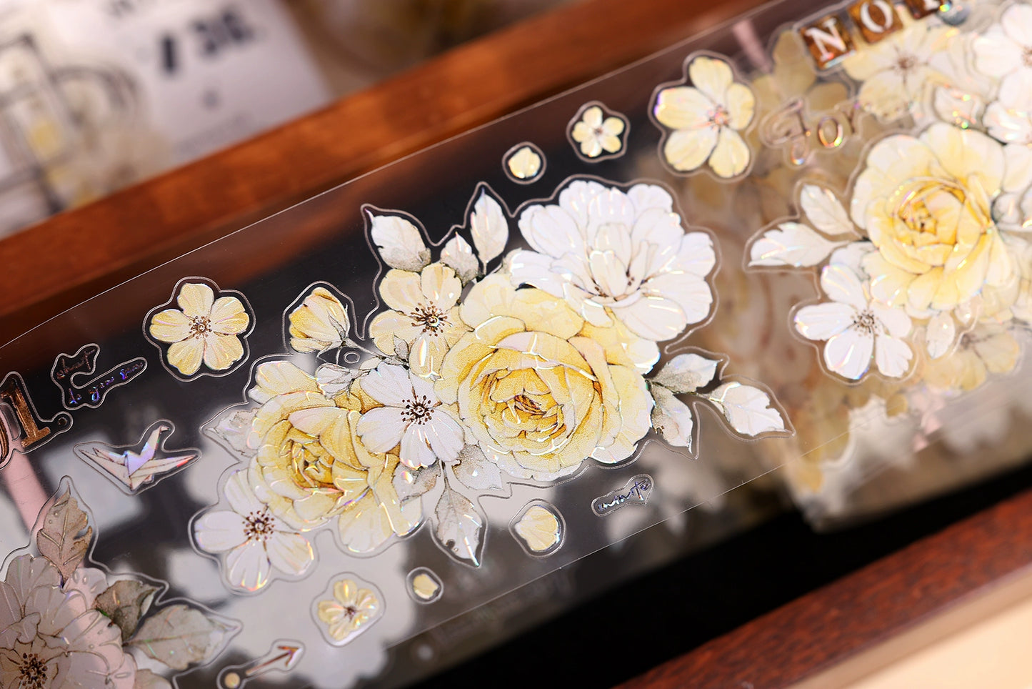 XiaoBaiJia【Yellow Rose】Light Retro Orginal Design Washi Pet Tape Landscape Stickers