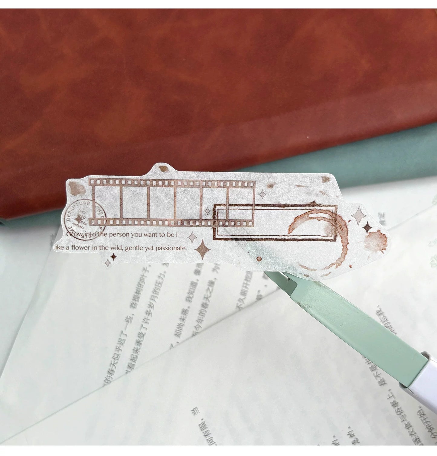 ZiYuanSu【Old Imprint】Background Line Grid Text Pre-cut Washi/PET Tape