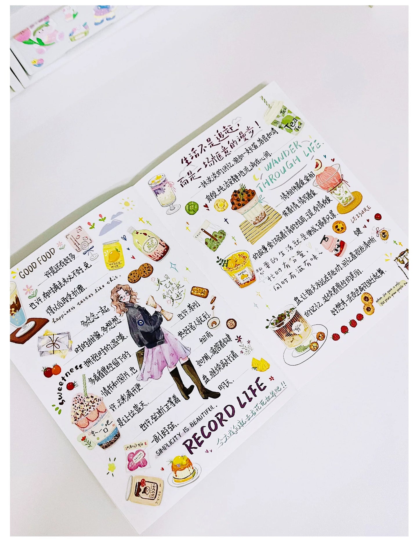 ZiYuanSu【Slightly Sweet Afternoon】Food Background Scene Pre-cut Washi PET Tape