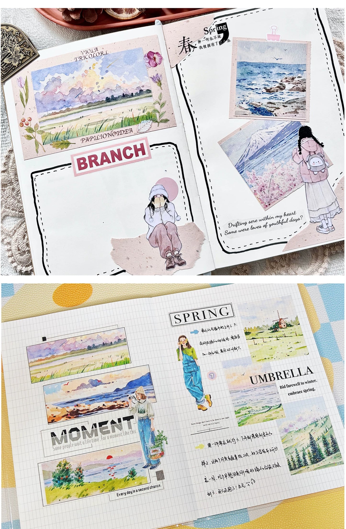 XingXing Vol7【Mountains and Seas Stretch Endlessly】 Pre-cut Light Retro Scene Washi/PET Tape