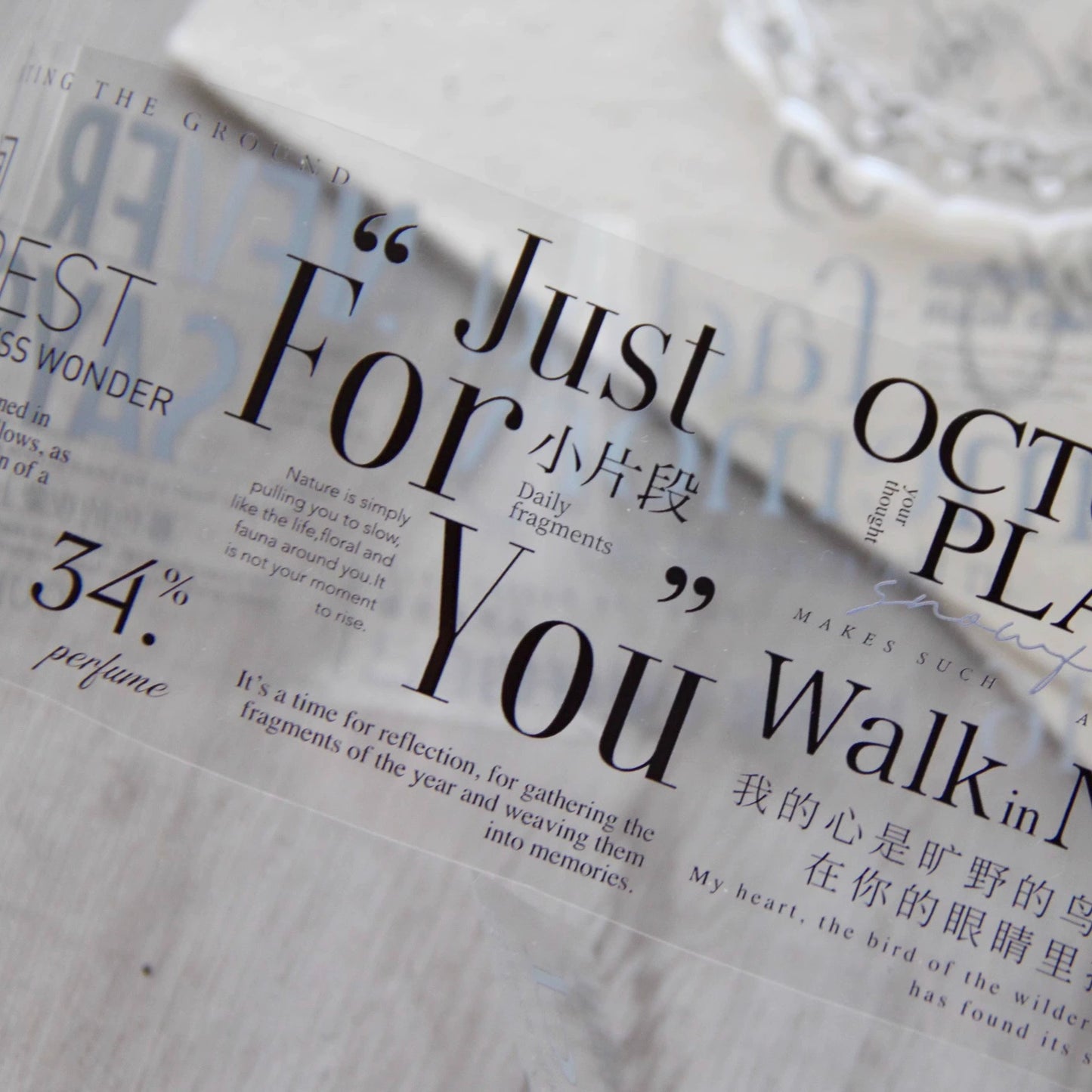 TianCheng-Vol5【Autumn and Winter】English Text Washi/PET Tape,for Scrapbook Supplies,Scrapbook Tape Stickers,Junk Journal Supplies