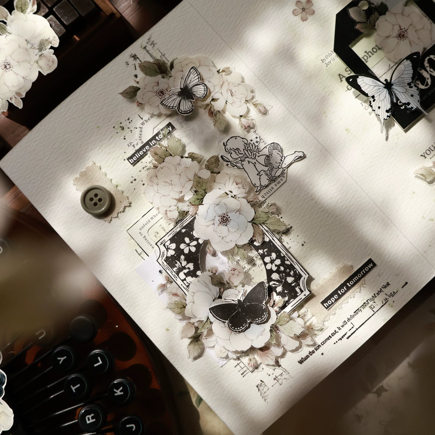 YiEr Vol15【Moonlight Rose】Orginal Design Pre-cut Washi/Pet Floral Tape Light Retro Landscaping Stickers