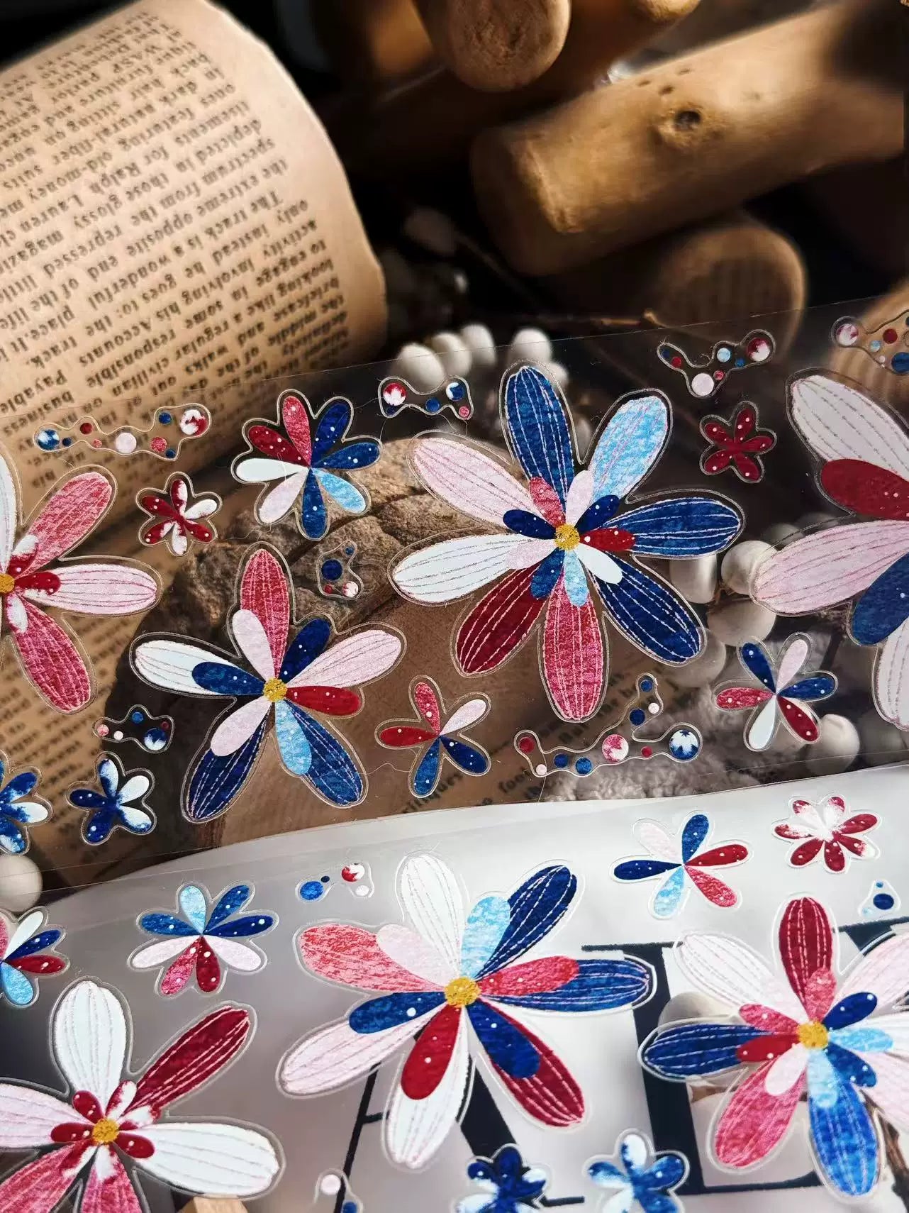 Linlanxi Vol14【Gelaier】【Blue Pink Dai】Original Design Retro Exquisite Vintage Decorative Washi/Pet Tape