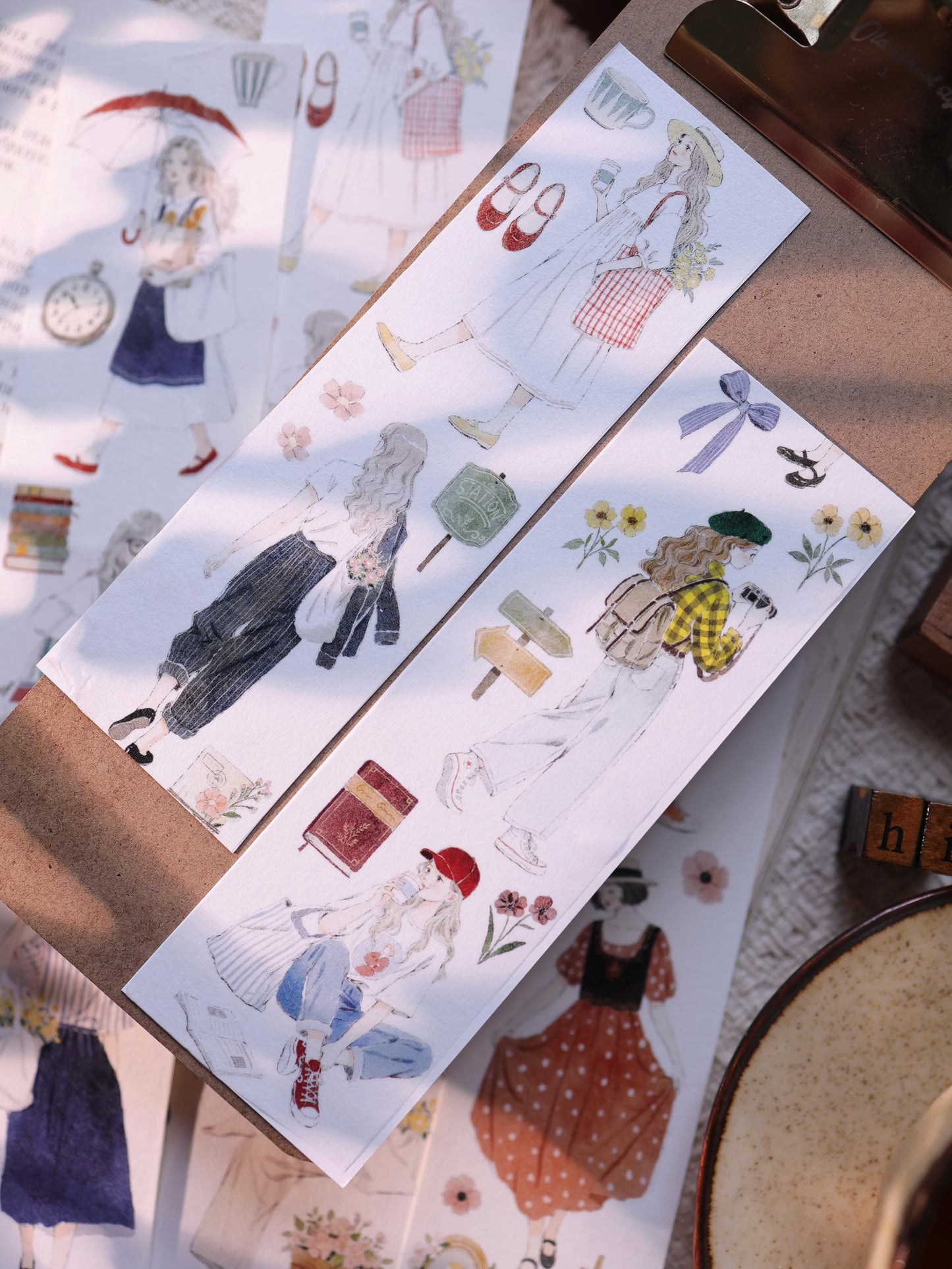 YiEr Vol17【Girl's Notebook】Kiss-cut Character Washi Tape and PET Stickers
