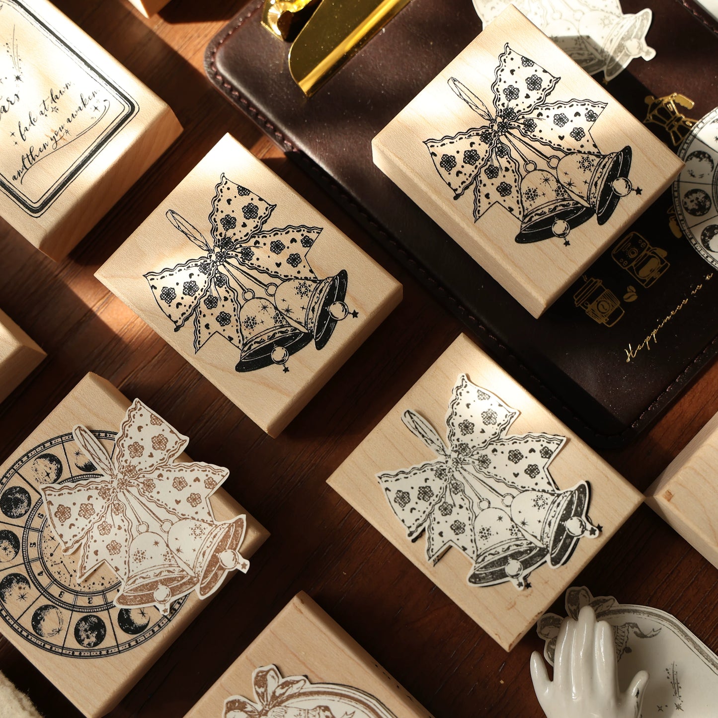 YiEr Vol16【Bell Compass Stamp】Imported Maple Red Rubber and Maple Wood Stamp