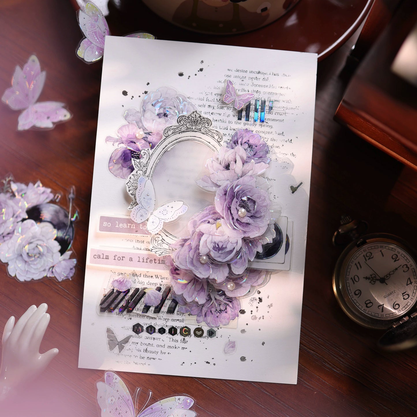 YiEr Vol17【Purple Echo】Kiss-cut Floral Washi Tape and PET Stickers