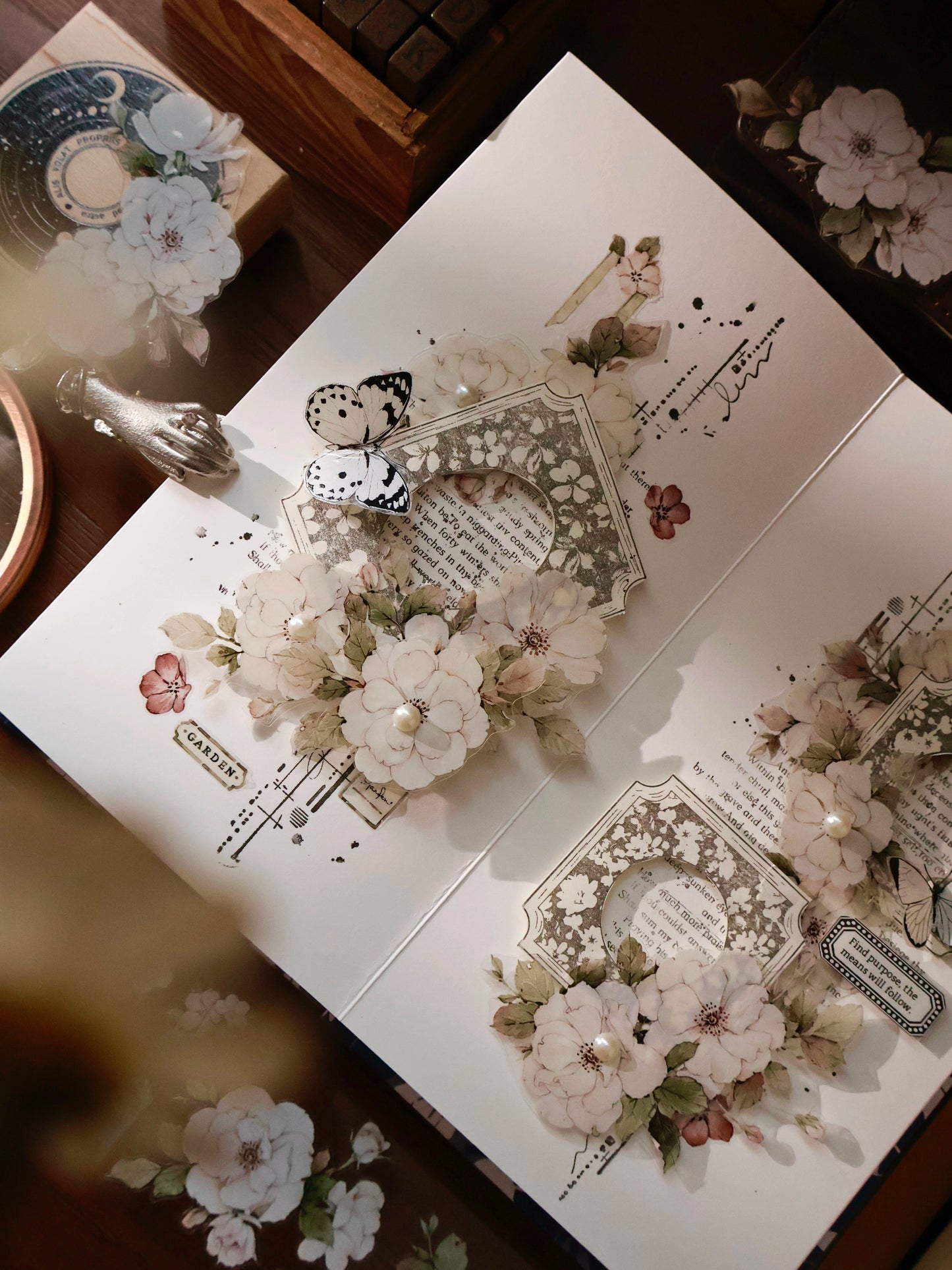 YiEr Vol15【Moonlight Rose】Orginal Design Pre-cut Washi/Pet Floral Tape Light Retro Landscaping Stickers