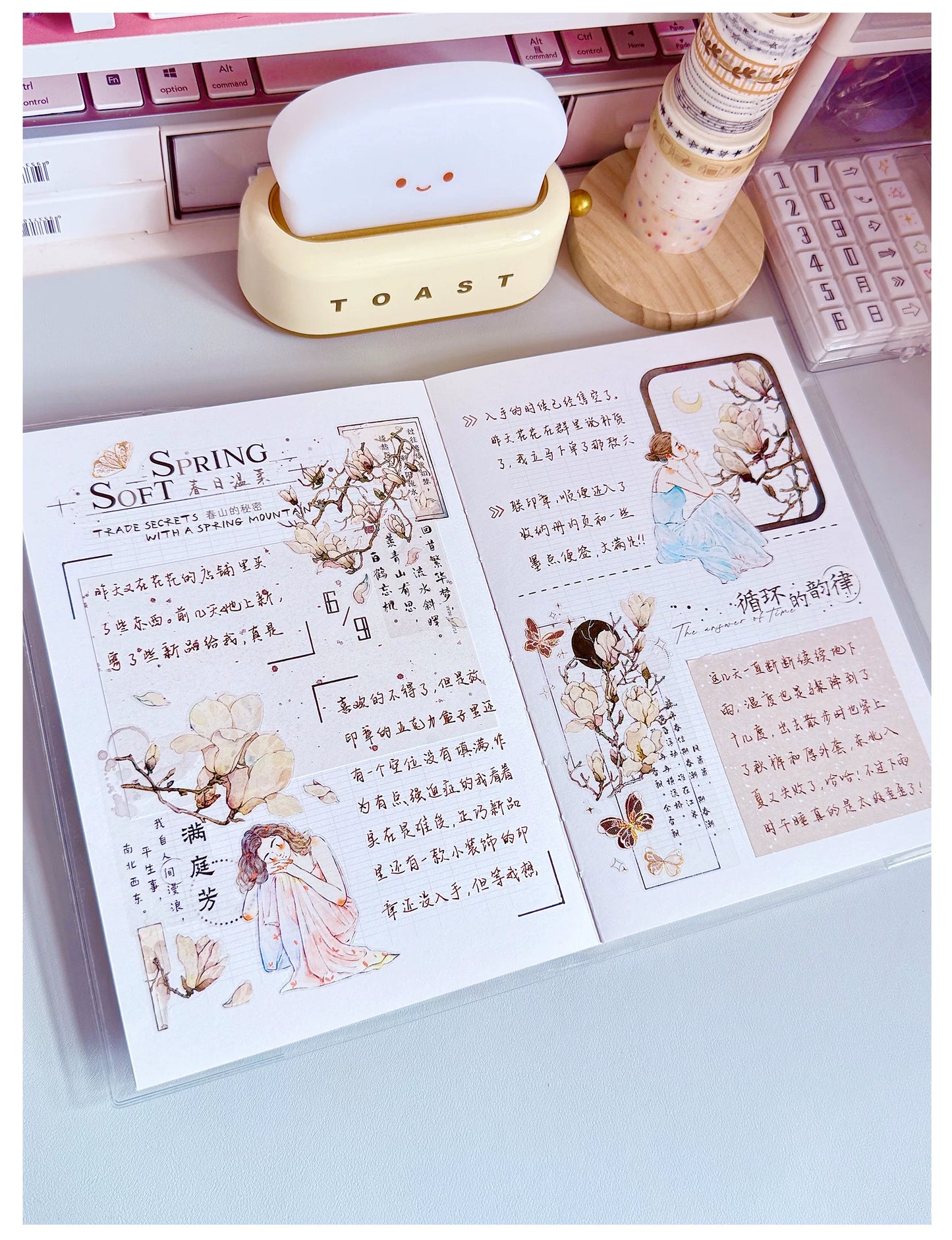 ZiYuanSu【Jade Silver Flower】Background Scene Pre-cut Washi PET Tape