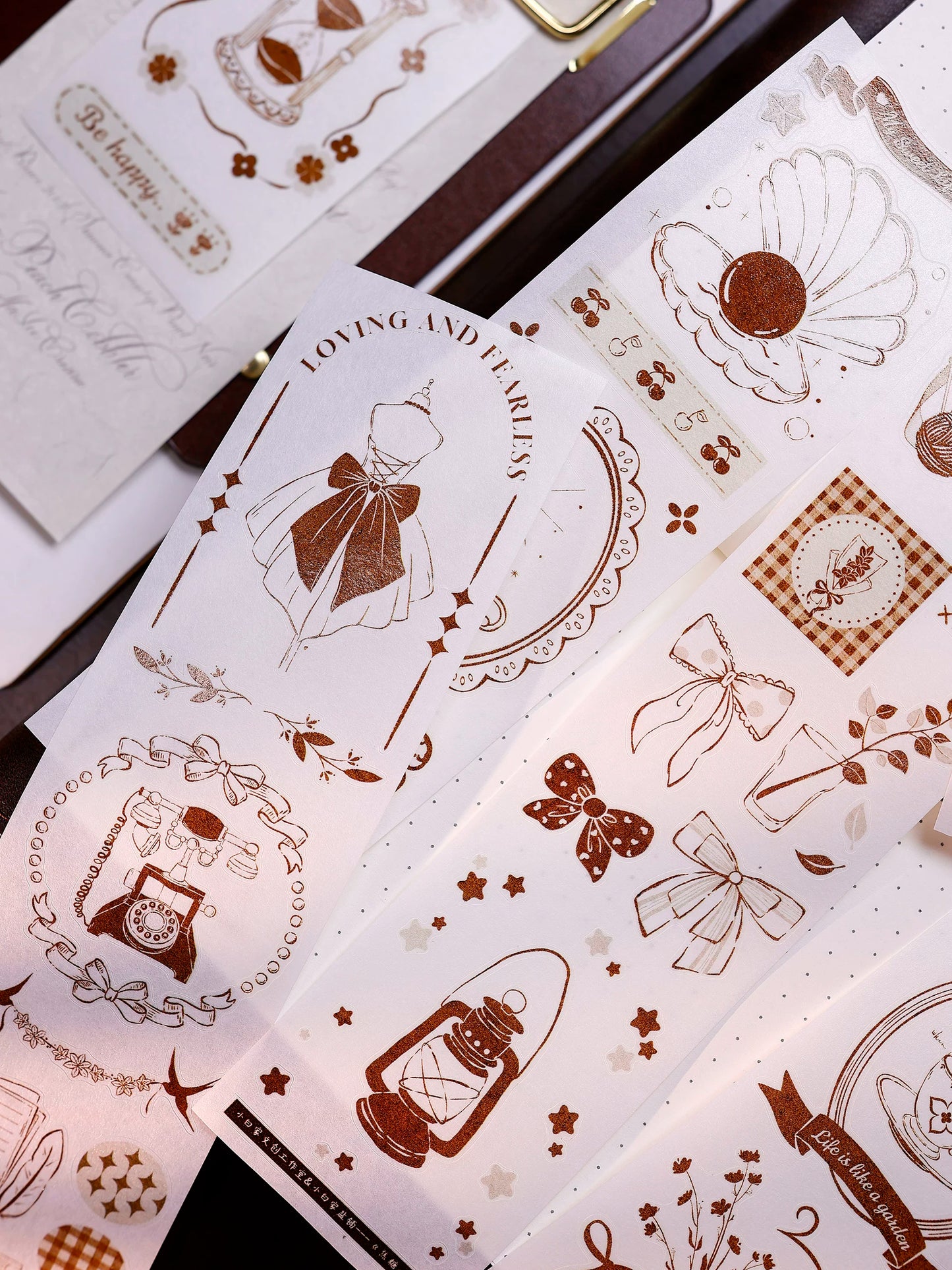 XiaoBaiJia Salt Series【Caramel Collection】Pre-cut Orginal Design Vintage Small Decorative Frame Washi/Pet Tape Light Retro Stickers