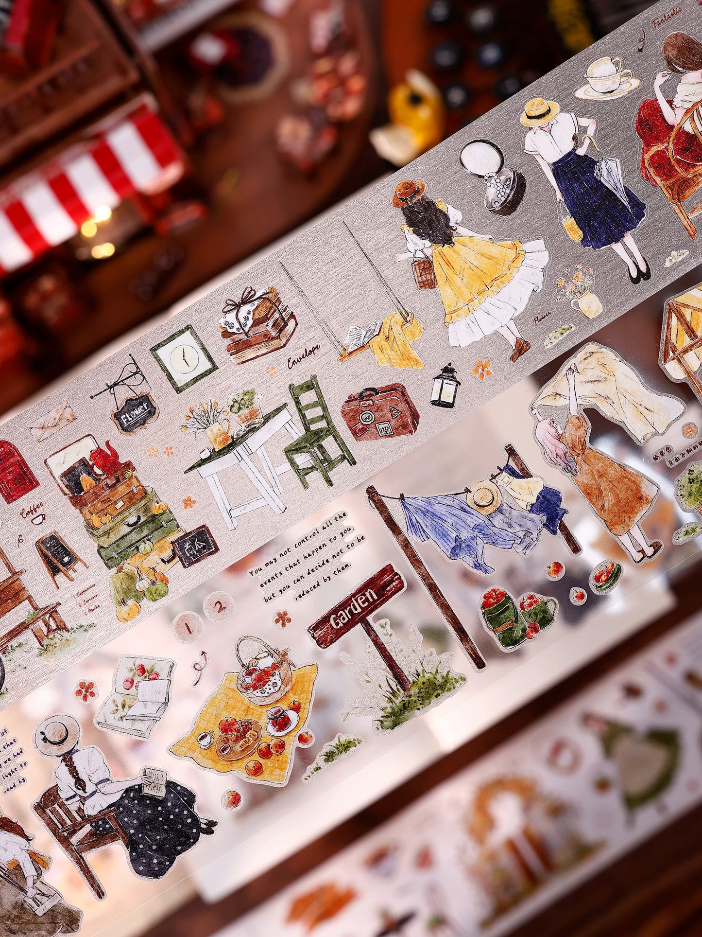 XiaoBaiJia Salt Series【Warm Light and Leisurely Delights】Pre-cut Orginal Design Vintage Scene Washi/Pet Tape Light Retro Stickers