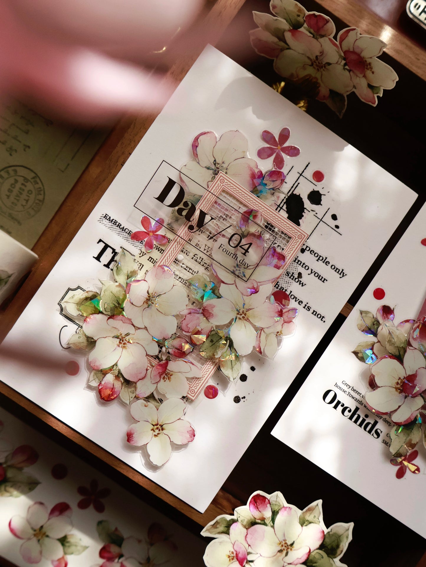 YiEr Vol15【Crabapple Blossom】Orginal Design Pre-cut Washi/Pet Floral Tape Light Retro Landscaping Stickers