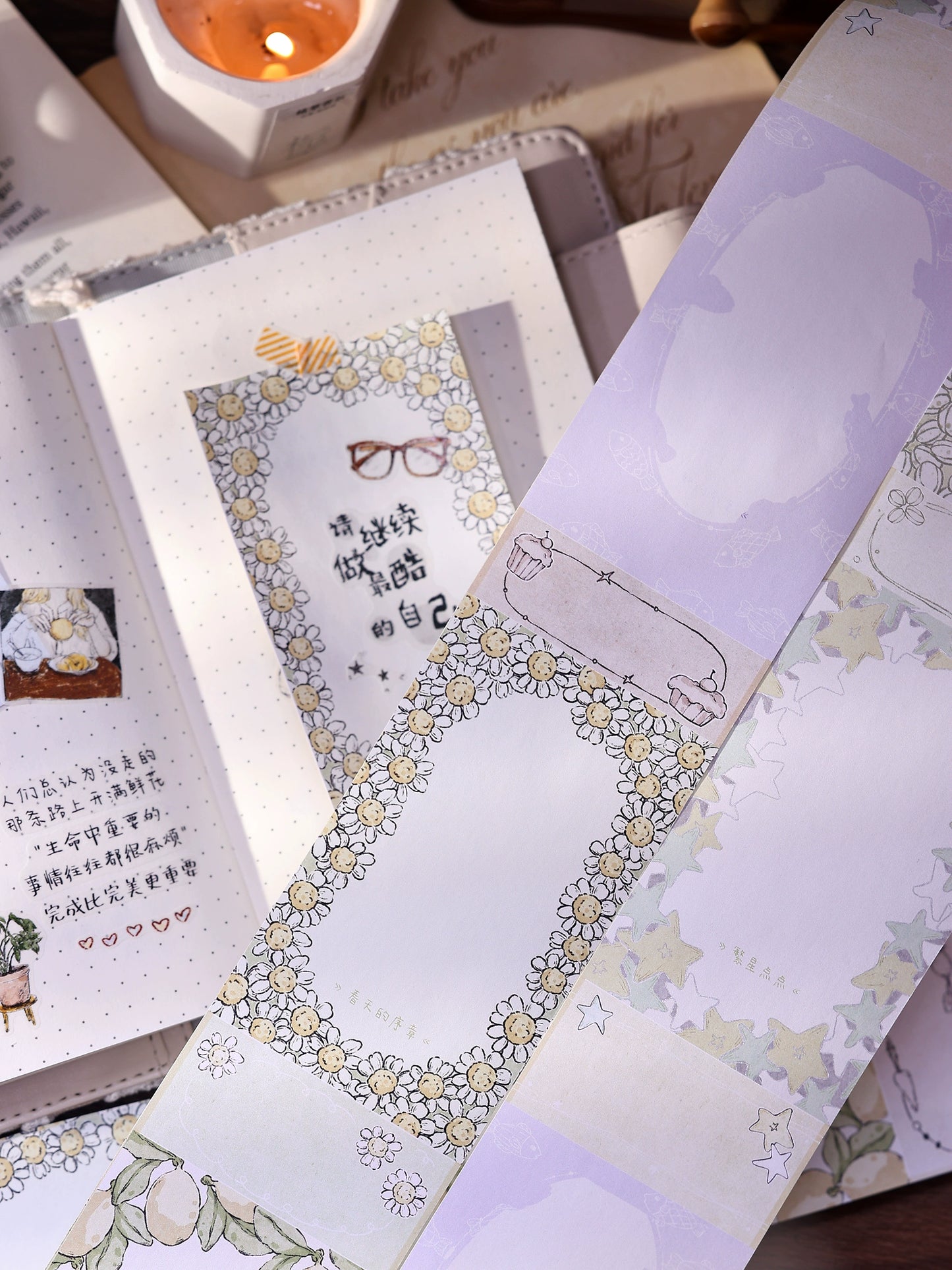 XiaoBaiJia Minimalist Style【Writing Roll‌】Border Strip Orginal Design Washi Pet Tape Landscape Stickers