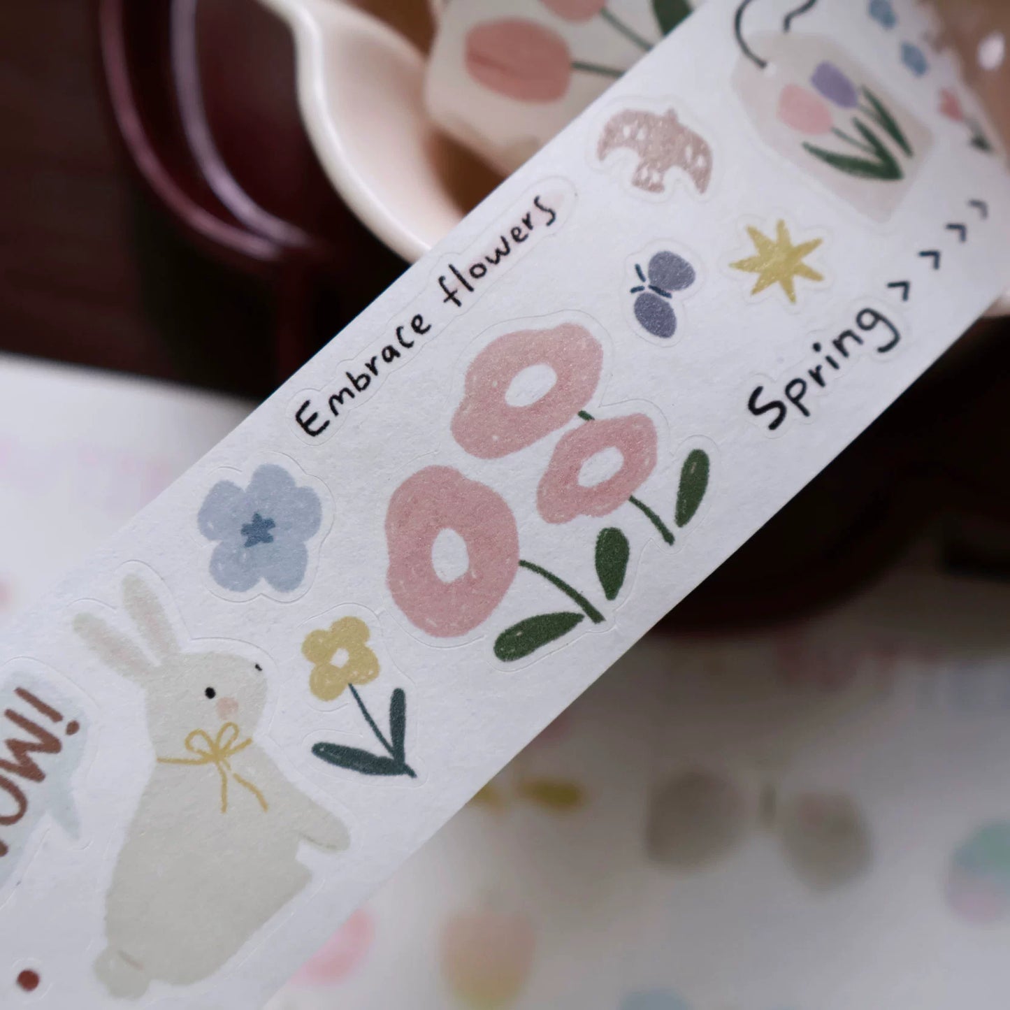YiEr Minimalist Style Vol4【Rabbit Flower Story】Pre-cut Light Retro Orginal Design Washi Pet Tape Landscape Stickers