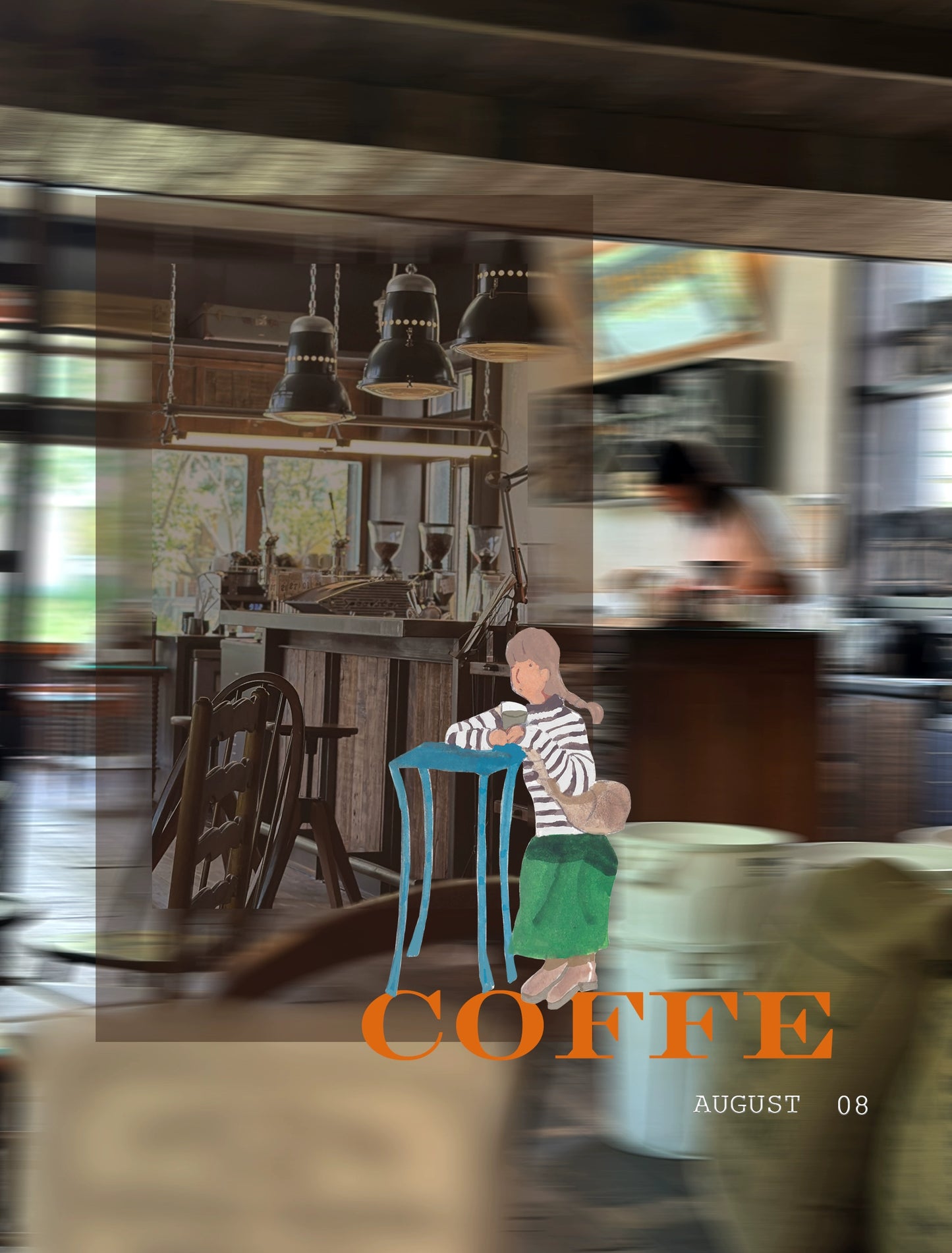 Moodtape【Walking and Drinking Coffee】Original Washi Tape Street View Coffee Stickers