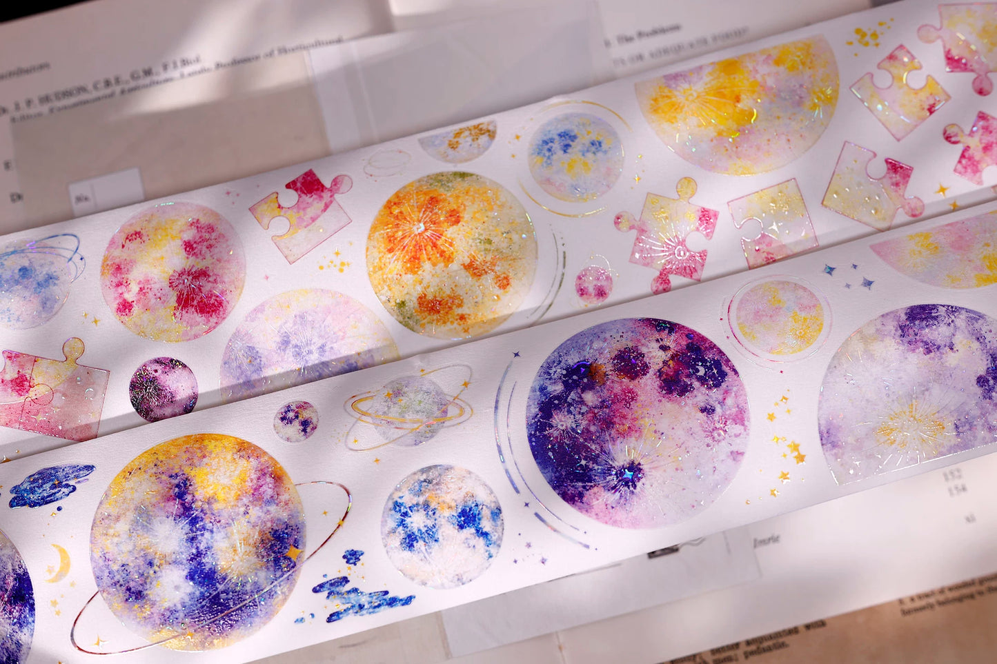 XiaoBaiJia【Starfall】Pre-cut Dream Planet Orginal Design Washi Pet Tape Light Retro Stickers