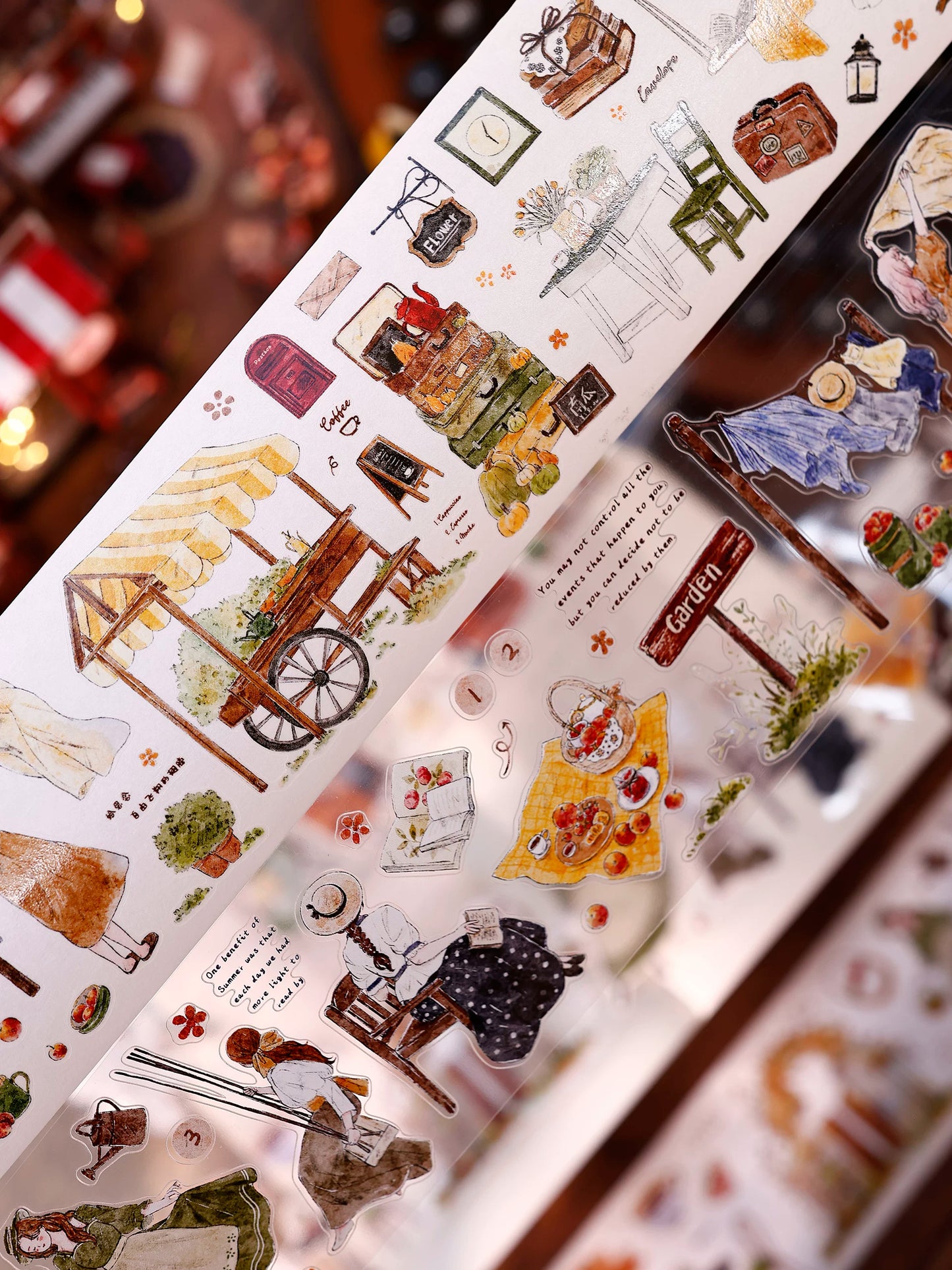 XiaoBaiJia Salt Series【Warm Light and Leisurely Delights】Pre-cut Orginal Design Vintage Scene Washi/Pet Tape Light Retro Stickers