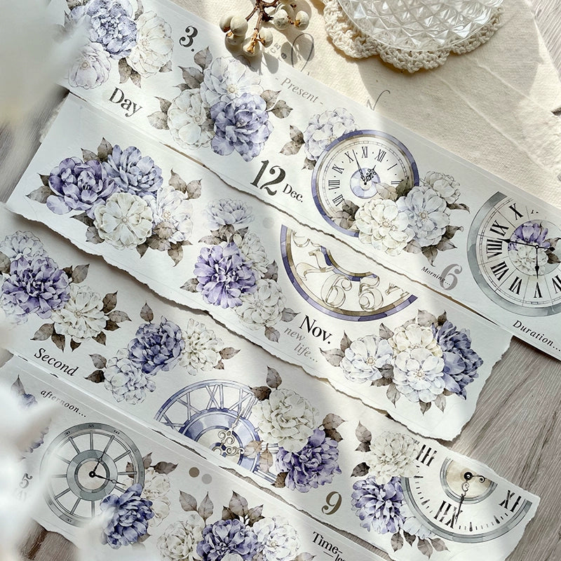 TianCheng-Vol5【Purple Twilight】Floral  Washi/PET Tape,for Scrapbook Supplies,Scrapbook Tape Stickers,Junk Journal Supplies