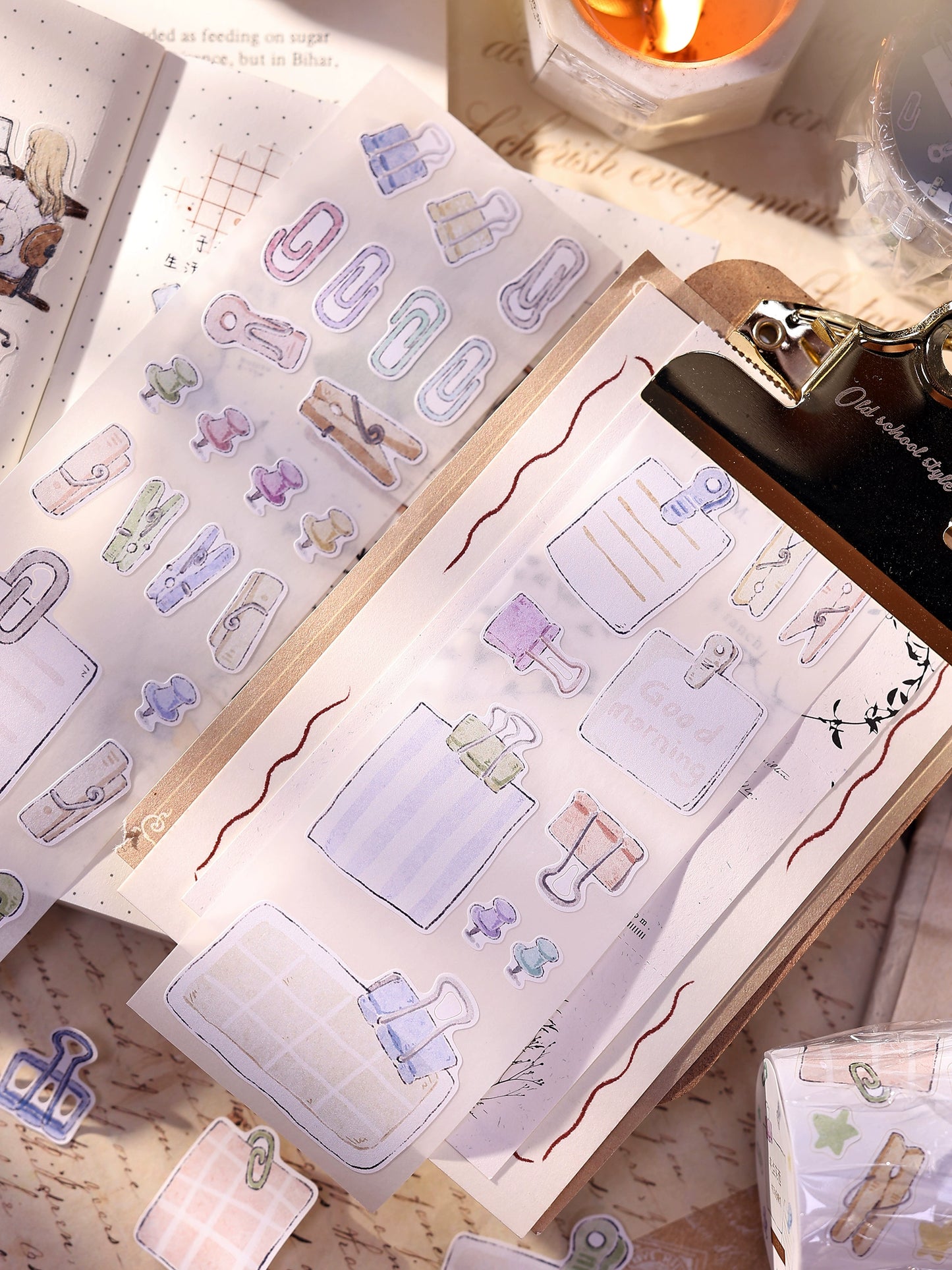 XiaoBaiJia Minimalist Style【Pinch Something】Clips Orginal Design Washi Pet Tape Landscape Stickers