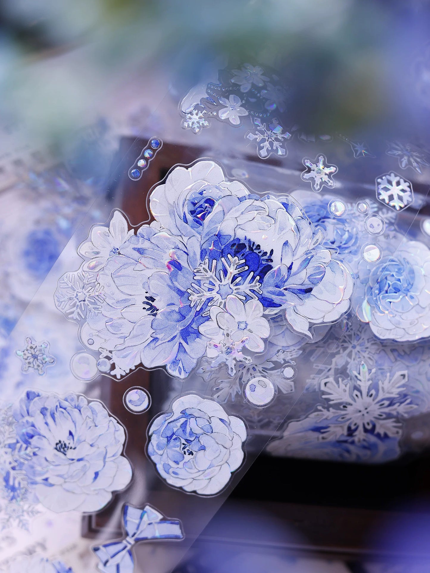 XiaoBaiJia Salt Series【Yingxue Blue】Orginal Design Kiss-cut Washi/Pet Tape Light Retro Fresh Snowflakes Stickers