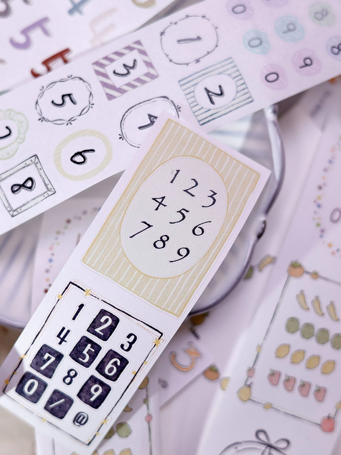 XiaoBaiJia Salt Series【Color Bar Numbers】Pre-cut Orginal Design Text Washi/Pet Tape Light Retro Stickers