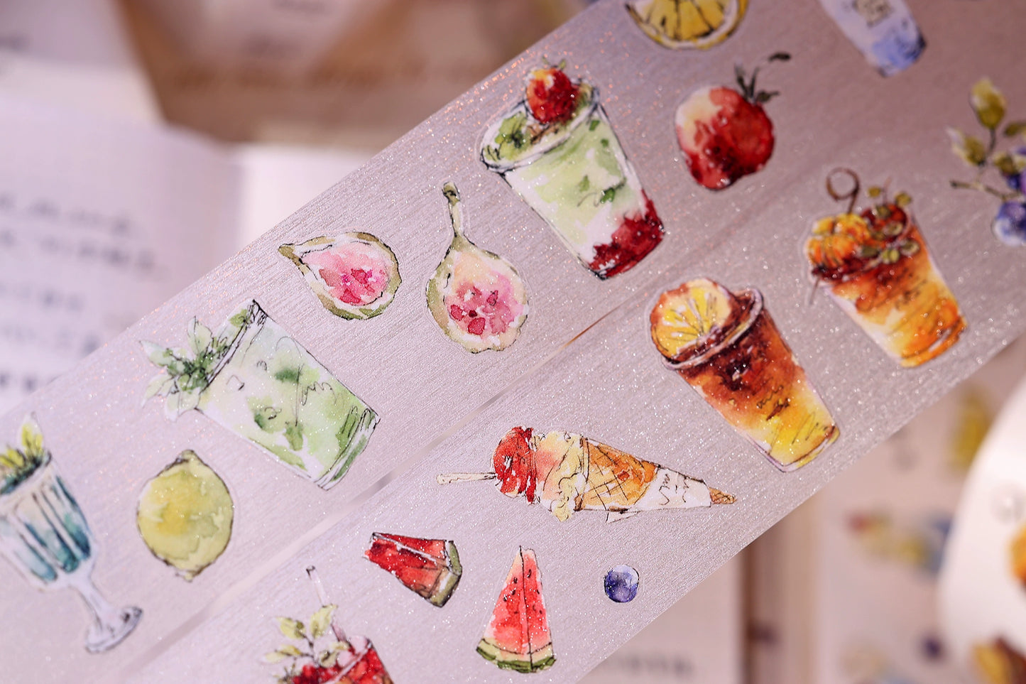 XiaoBaiJia Minimalist Style【Cool Summer】Drink Milk Tea,Pre-cut Light Retro Orginal Design Washi Pet Tape Landscape Stickers
