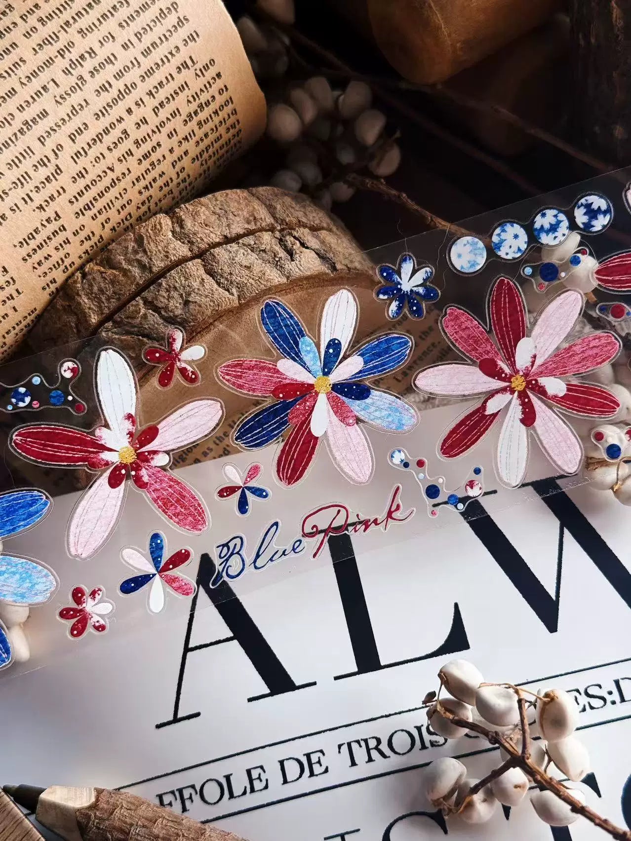 Linlanxi Vol14【Gelaier】【Blue Pink Dai】Original Design Retro Exquisite Vintage Decorative Washi/Pet Tape