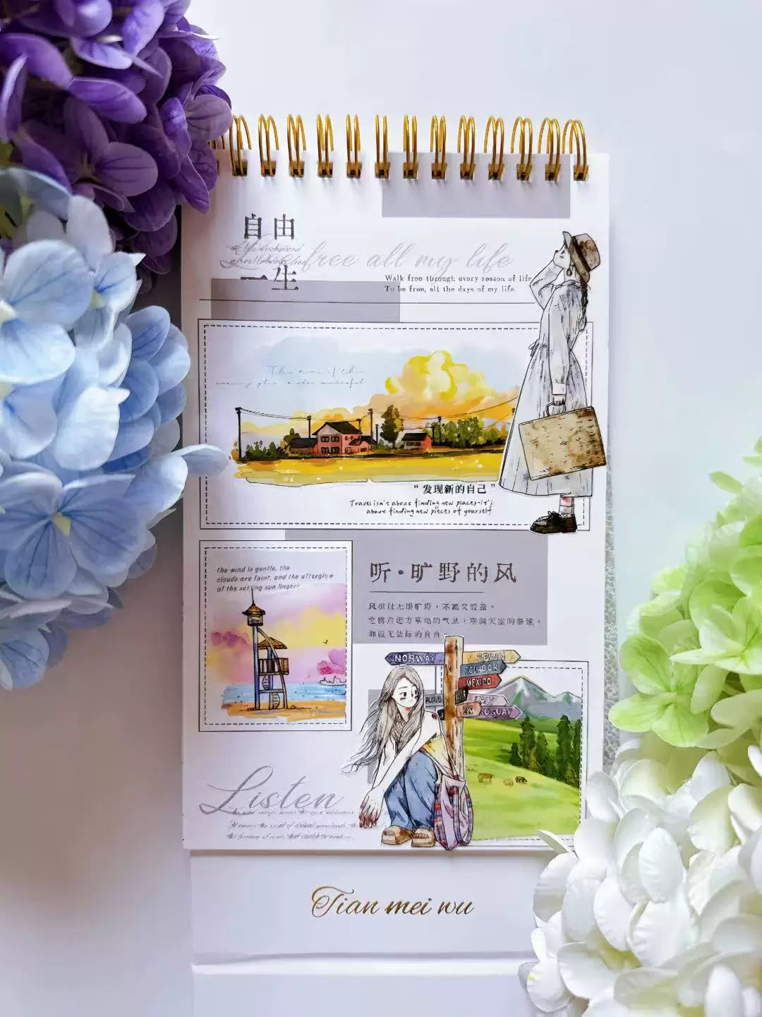 Kaixiaoxun Vol13【Depart】 Pre-Cut Long Loop Washi/Matte PET Tape for Scrapbook Supplies,Junk Journal Supplies