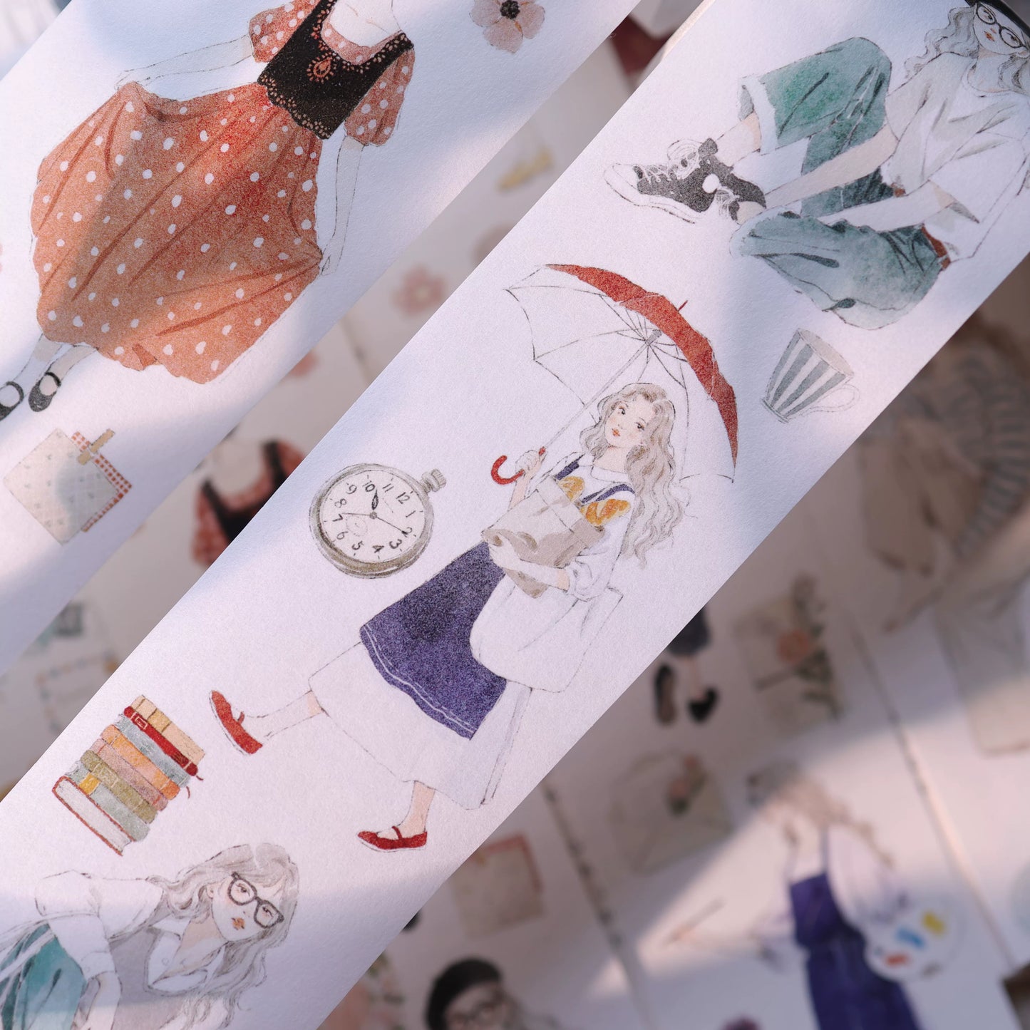 YiEr Vol17【Girl's Notebook】Kiss-cut Character Washi Tape and PET Stickers