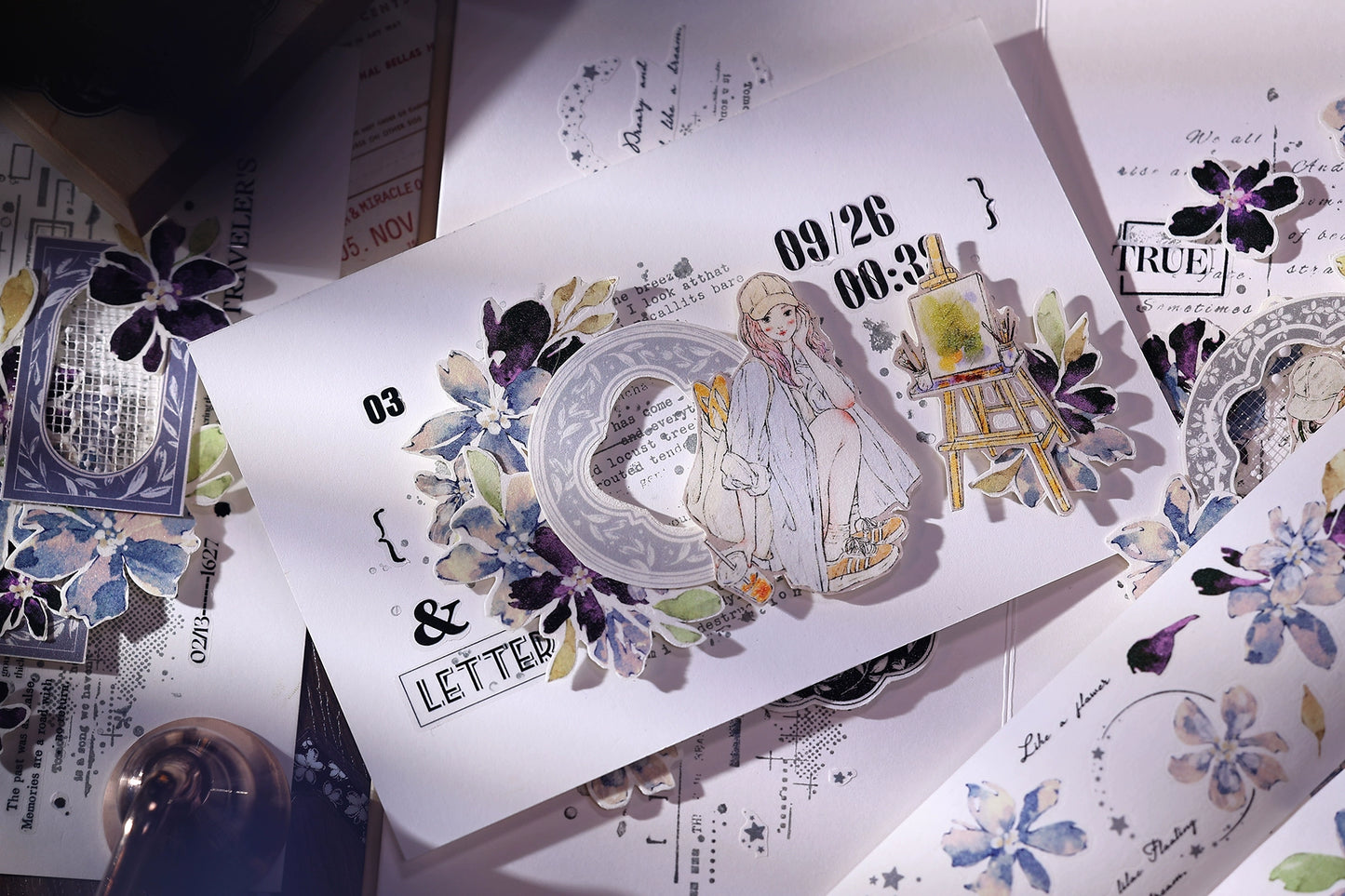 XiaoBaiJia【Flower Frame】Light Retro Orginal Design Washi Pet Tape Landscape Stickers