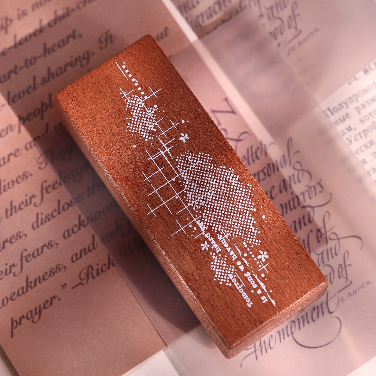 XiaoBaiJia【Basic Staggered Grid Stamp】Imported Shabili Red Rubber and Maple Wood Stamp