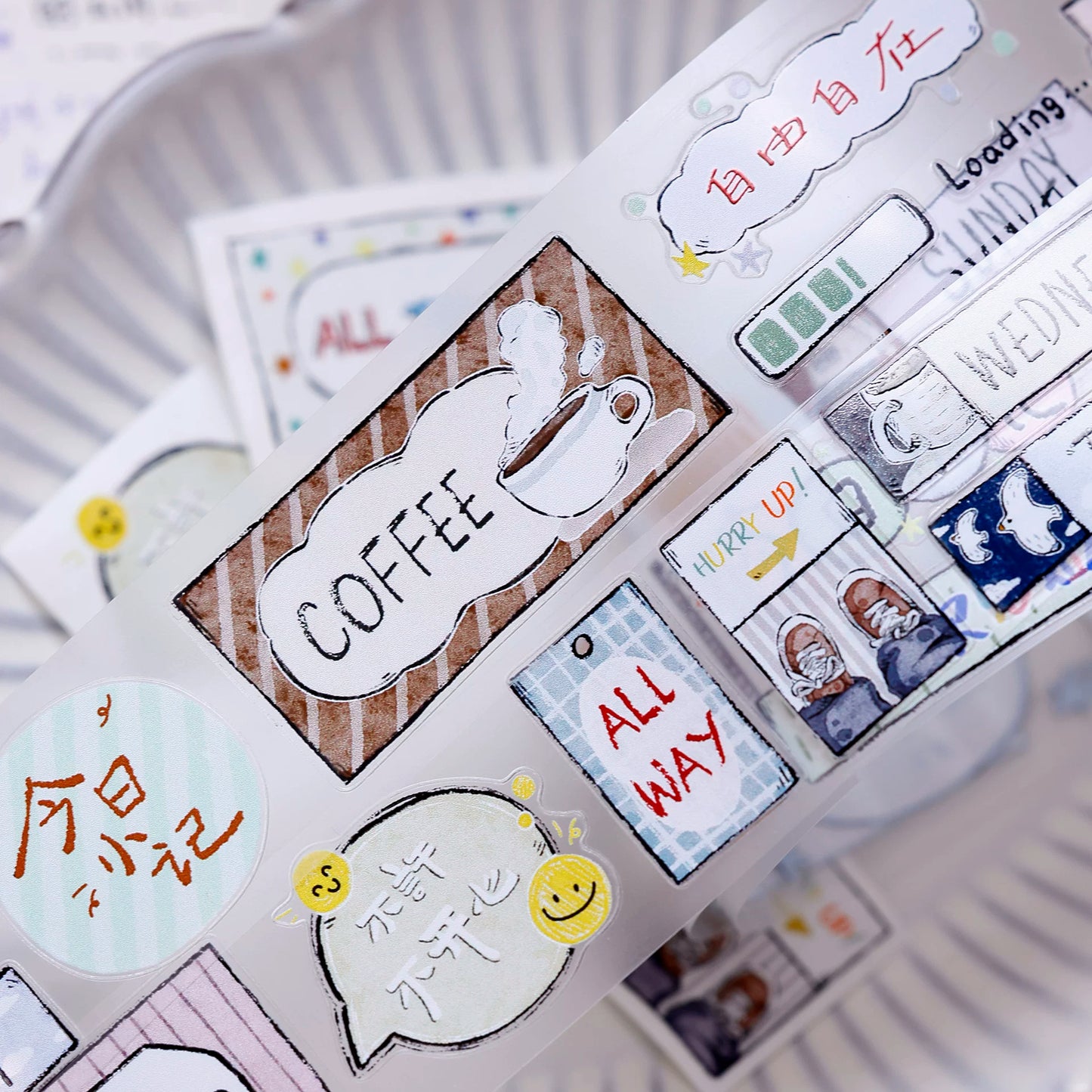 XiaoBaiJia Salt Series【Many Signs】Pre-cut Orginal Design Handwritten Chinese and English Word Borders Washi/Pet Tape Light Retro Stickers