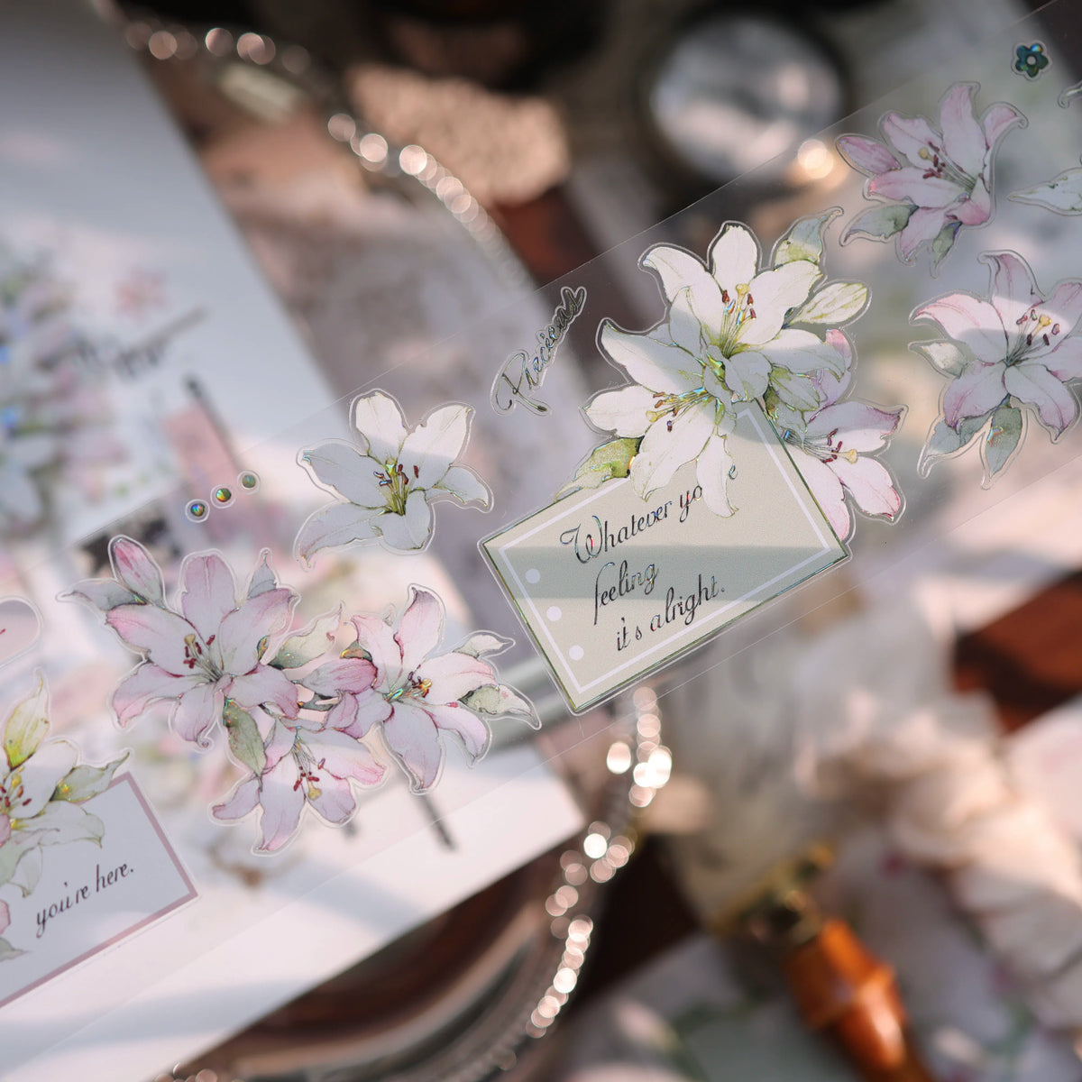 YiEr Vol18【Faint-Mist Lily】Pre-cut Orginal Design Follower Washi Tape and PET Stickers