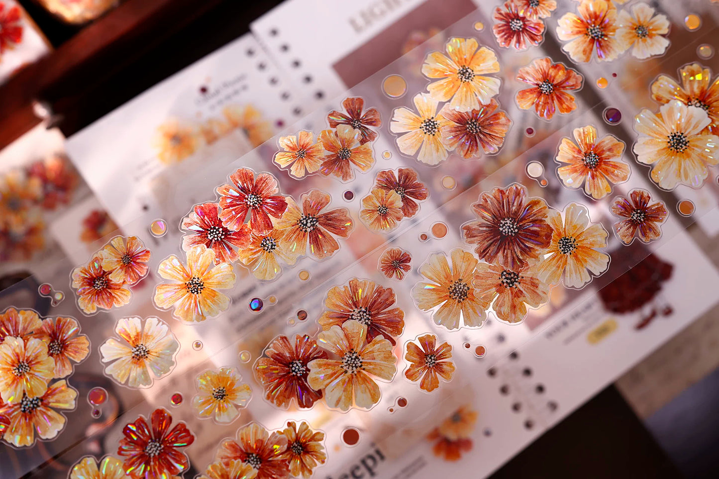 XiaoBaiJia【Autumn Brown Fragrant Flowers】Orginal Design Washi Pet Floral Tape Light Retro Landscaping Stickers