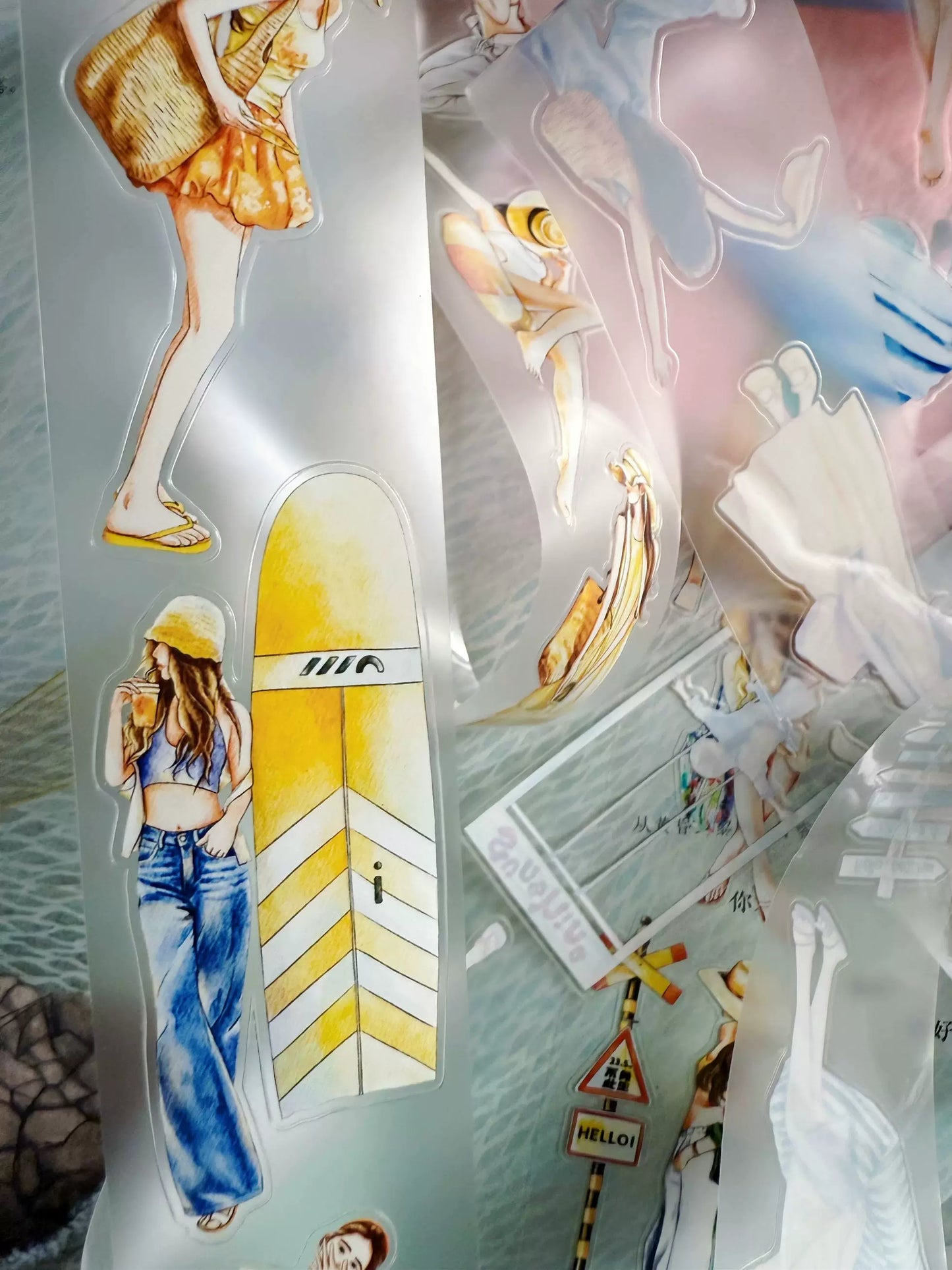 ZaoZao Vol3【Vacation】Original Design Kiss-Cut Washi PET Tape Stickers,for Scrapbook Supplies,Journaling,Junk Journal,Bullet Journal,Planner Stickers