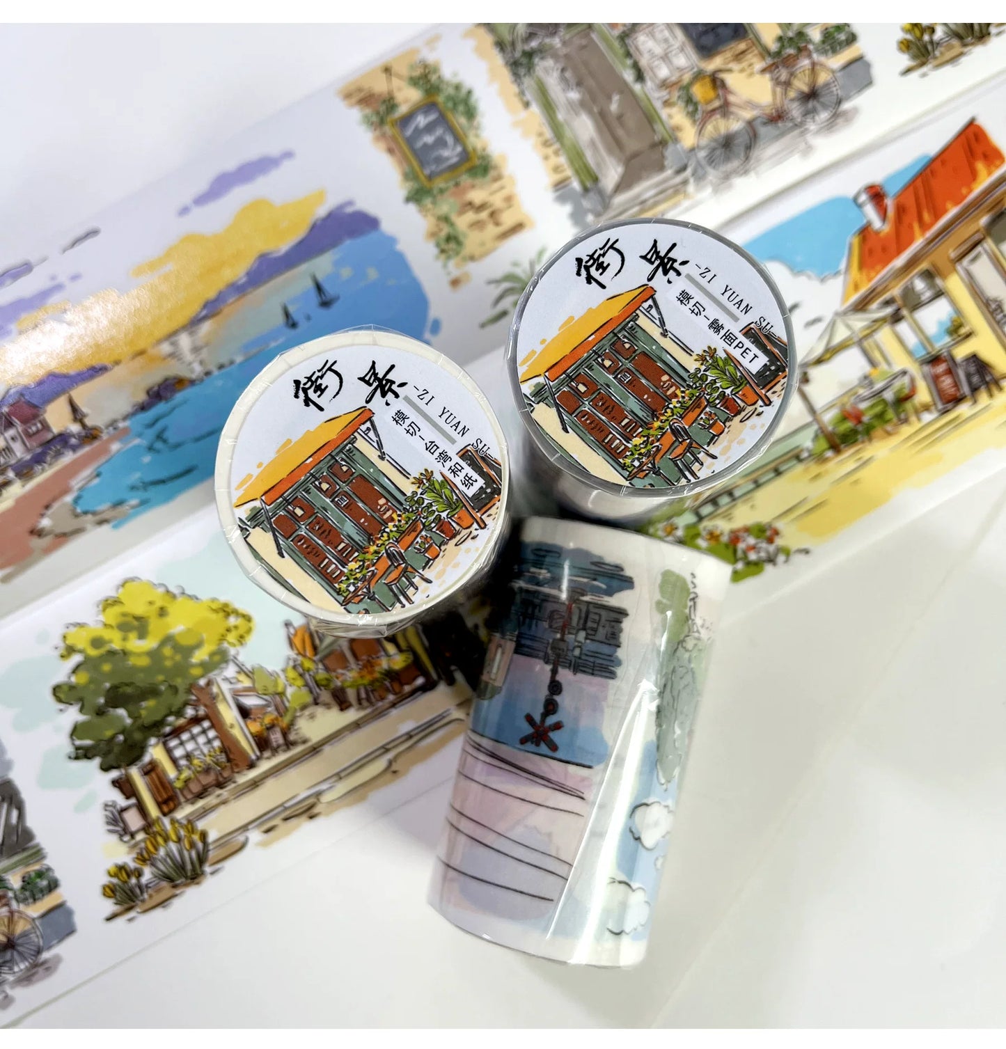 ZiYuanSu【Street View】Background Scene Pre-cut Washi/PET Tape