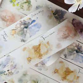 XiaoBaiJia 【Color Imprint】Orginal Design Washi/Pet Tape Light Retro Landscaping Stickers,for Scrapbook Supplies,Scrapbook Tape Stickers,Junk Journal Supplies