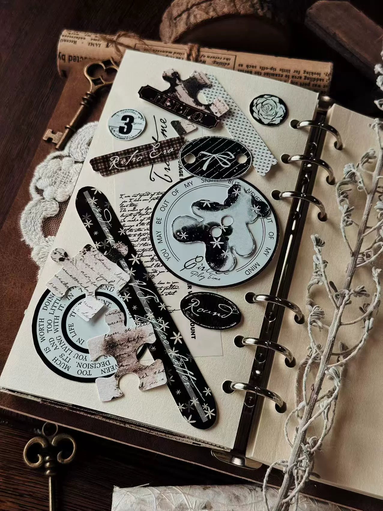 Linlanxi 【Ink Rhyme Printing Traces】Original New Product Retro Flower Puzzle Washi/Pet Tape