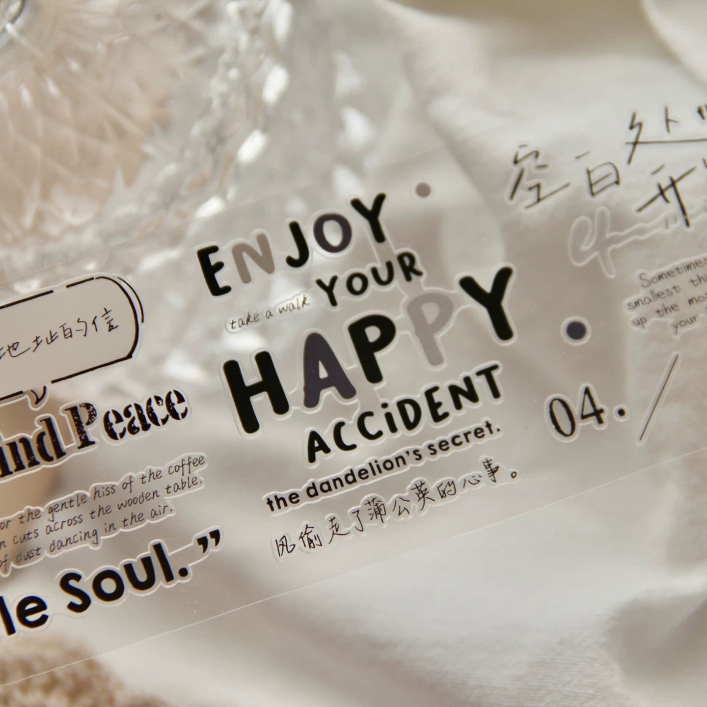 TianCheng-Vol7【Sea Salt Fragments】English Text Washi PET Tape,for Scrapbook Supplies,Scrapbook Tape Stickers,Junk Journal Supplies