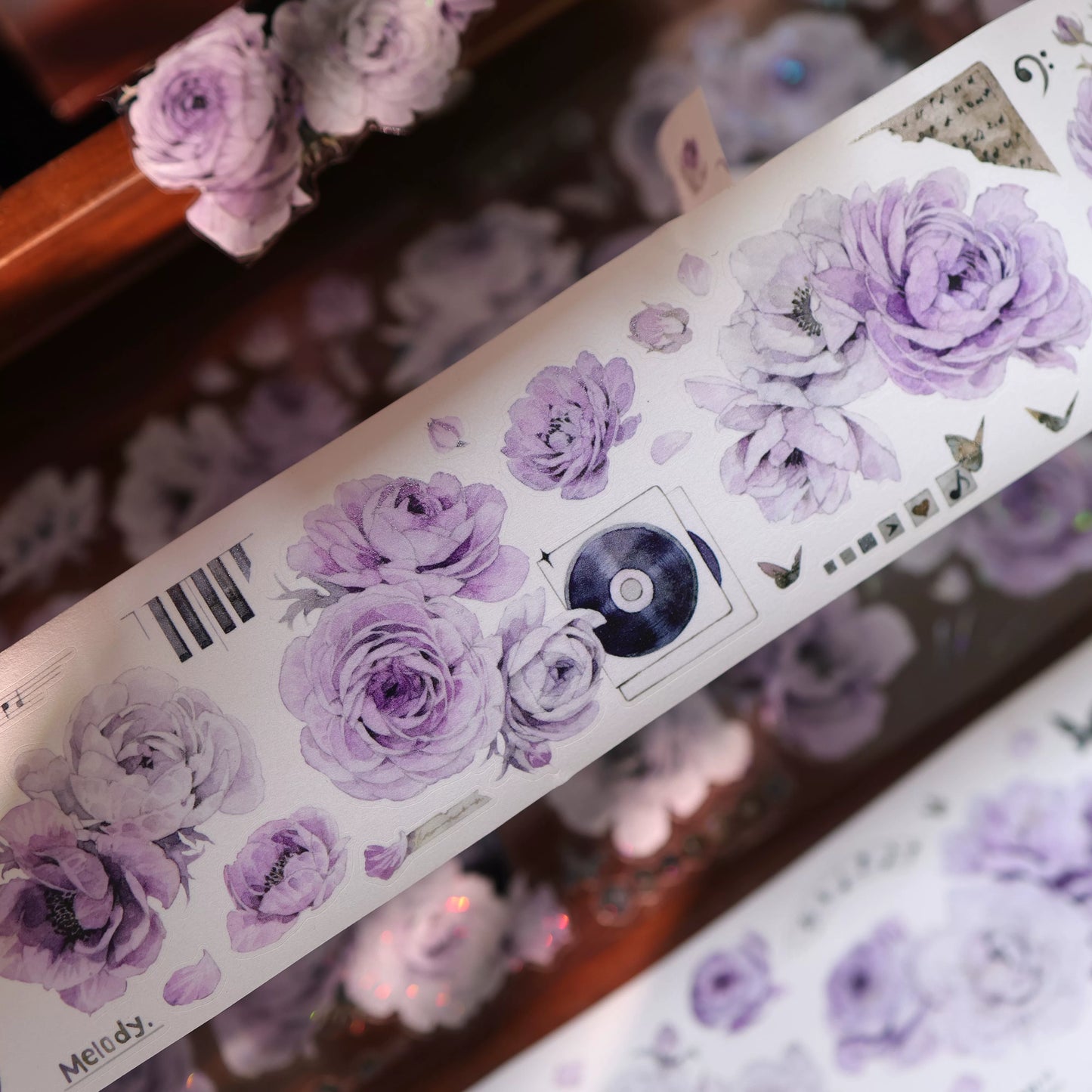YiEr Vol17【Purple Echo】Kiss-cut Floral Washi Tape and PET Stickers