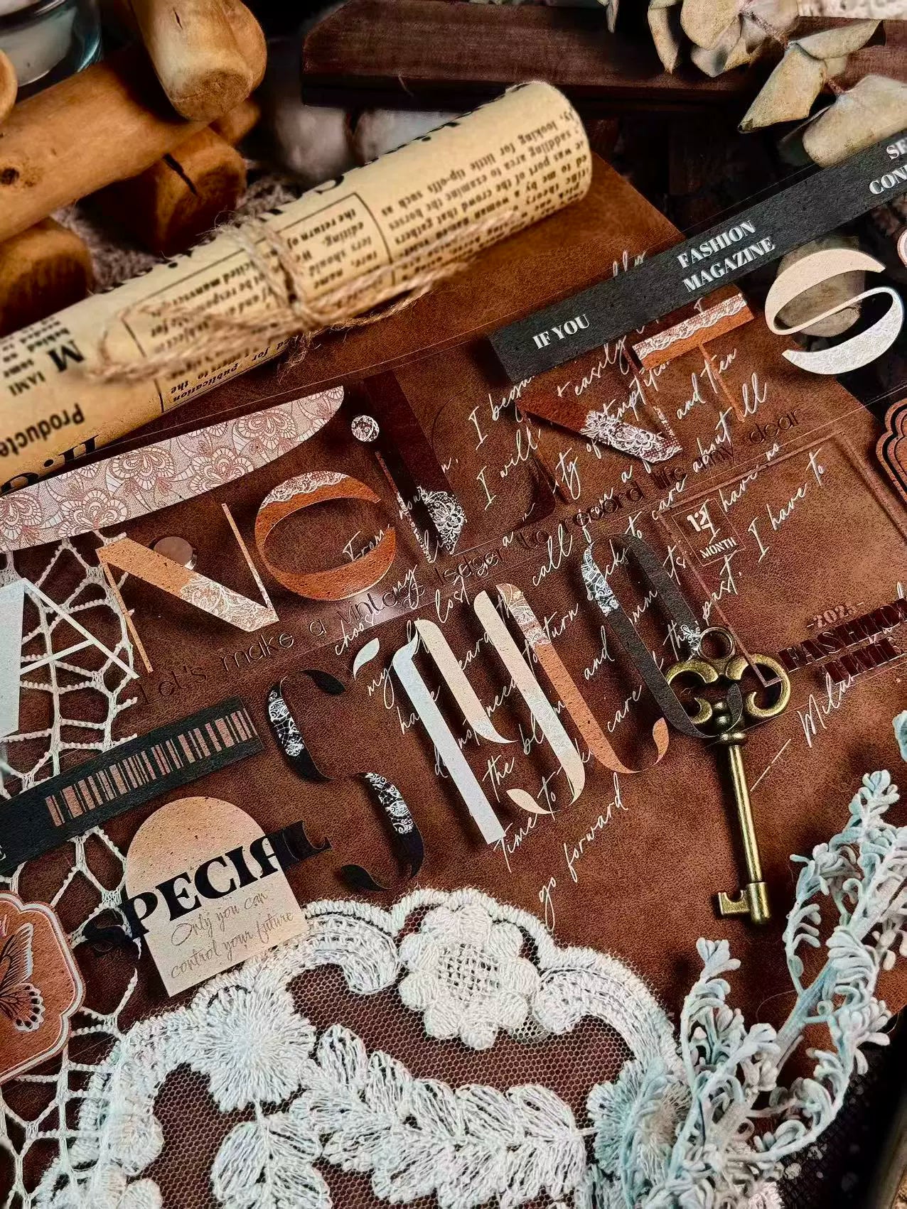 Linlanxi 【Residual Charm and Flowing Light】Original Pre-cut Washi/Pet Tape,New Fashion Retro Wider English Text