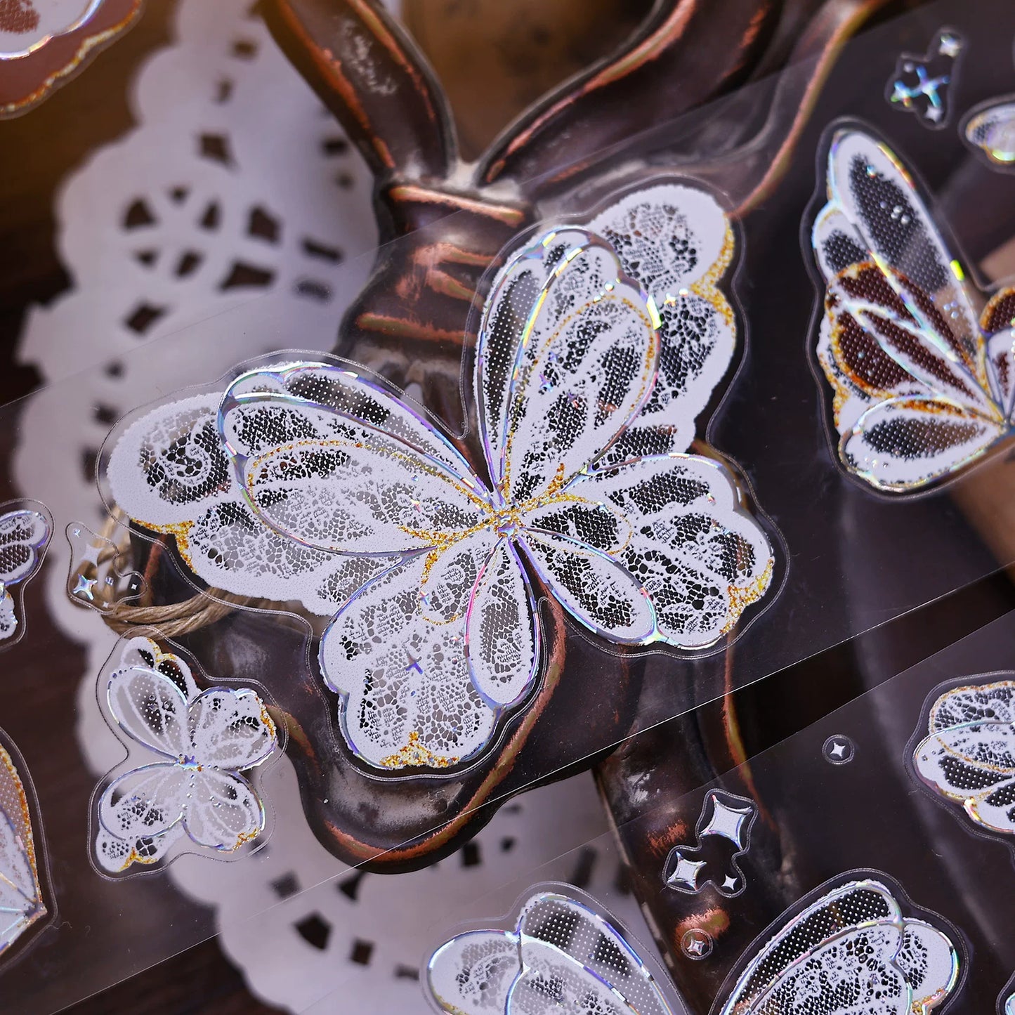 XiaoBaiJia Salt Series【Butterfly Feathers Chasing Light】Orginal Design Kiss-cut Washi/Pet Floral Tape Light Retro Landscaping Stickers