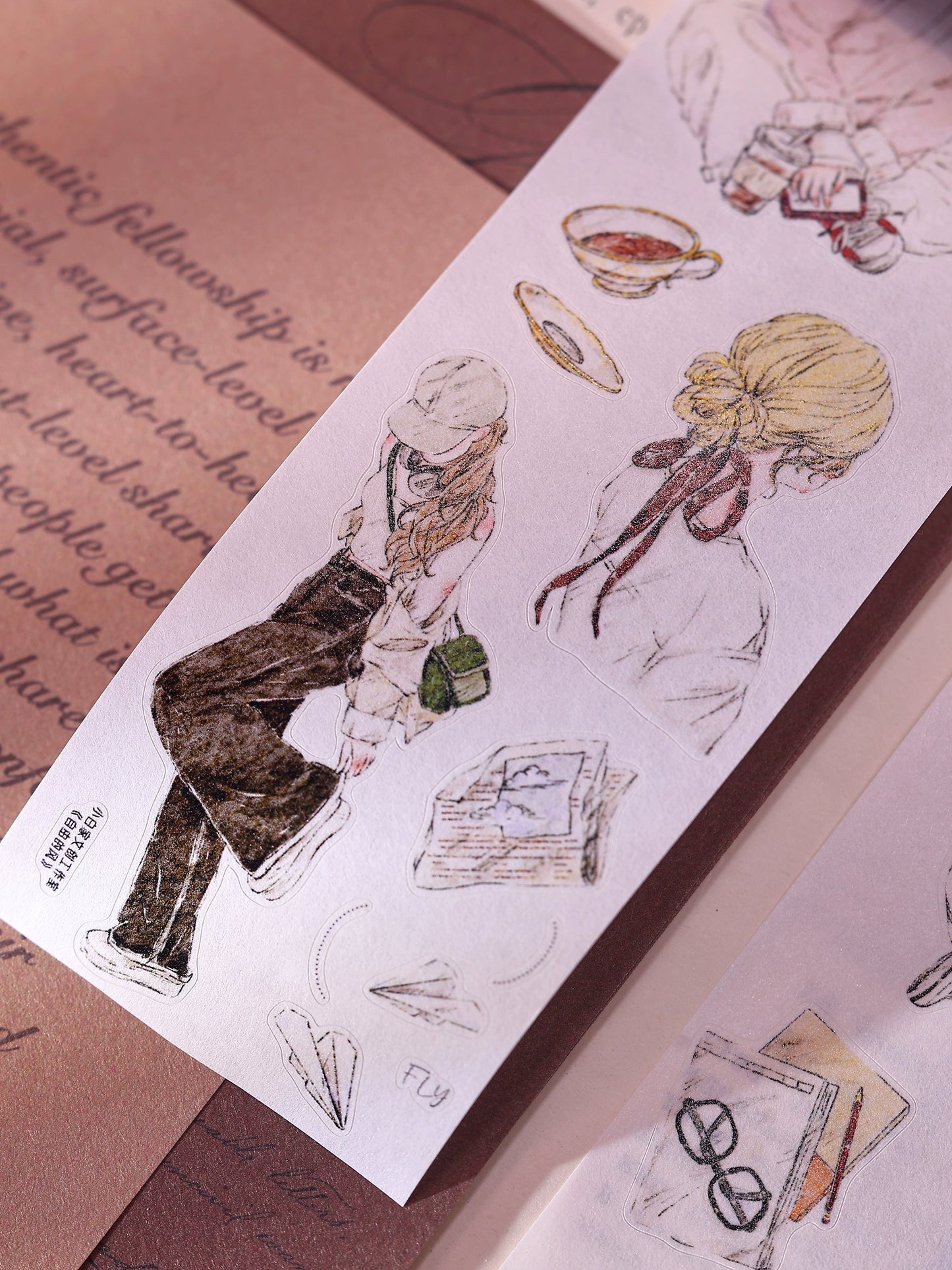 XiaoBaiJia Minimalist Style【Free Wind】Light Retro Orginal Design Washi Pet Tape Landscape Stickers