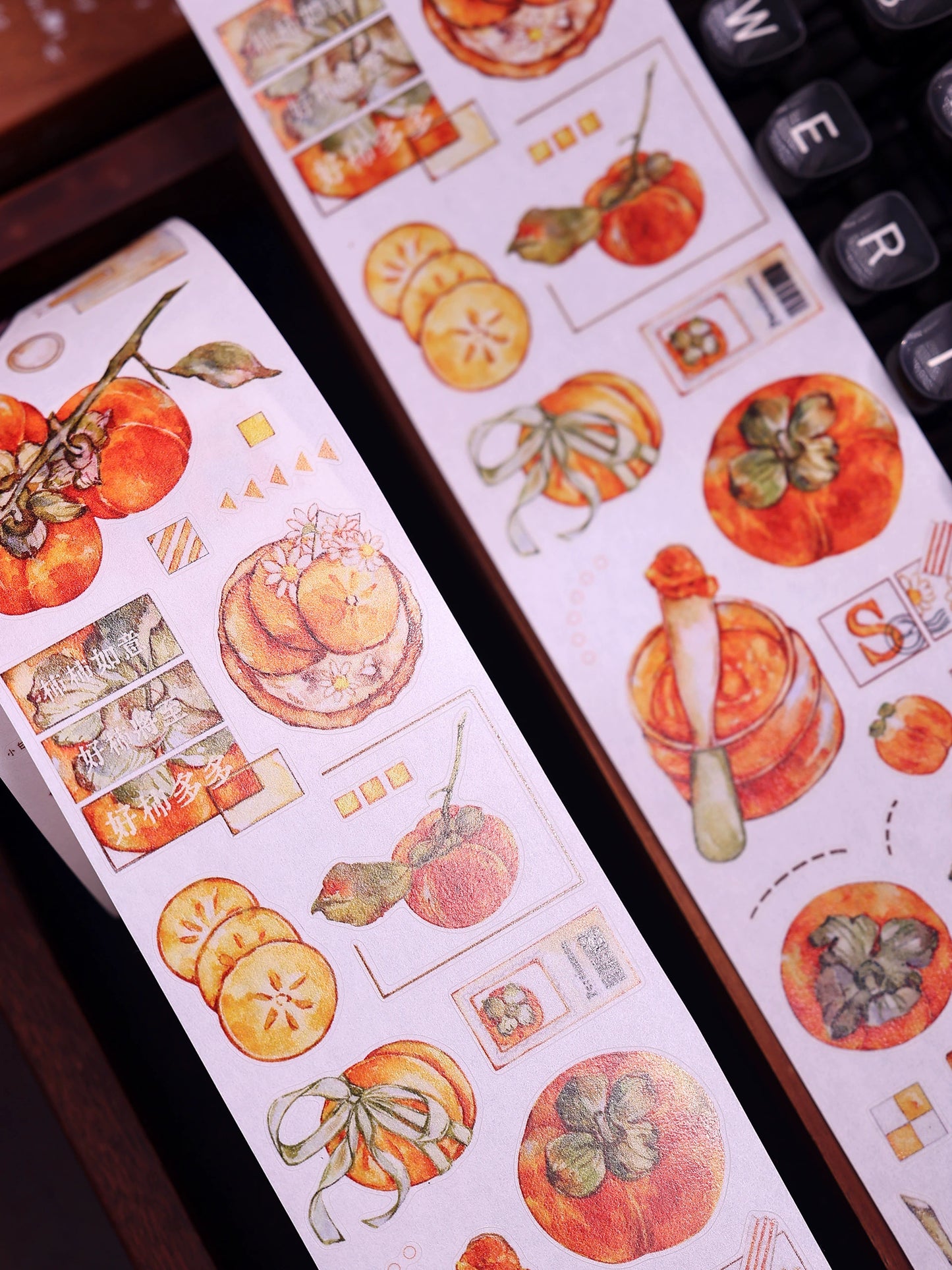 XiaoBaiJia【Winter Persimmon】Light Retro Orginal Design Washi Pet Tape Landscape Stickers
