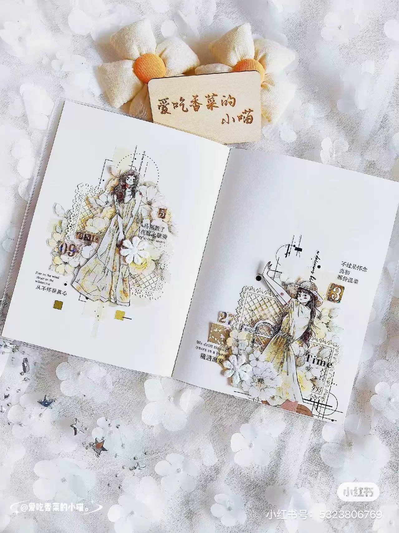 Kaixiaoxun Vol13【Maiden's Heart】 Pre-Cut Long Loop Washi/Matte PET Tape for Scrapbook Supplies,Junk Journal Supplies