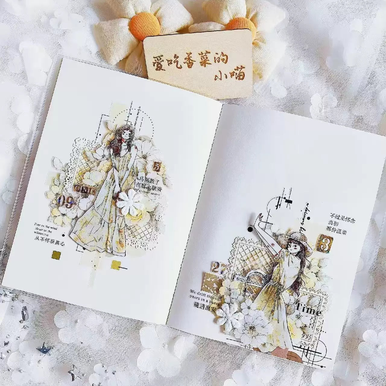 Kaixiaoxun Vol13【Maiden's Heart】 Pre-Cut Long Loop Washi/Matte PET Tape for Scrapbook Supplies,Junk Journal Supplies