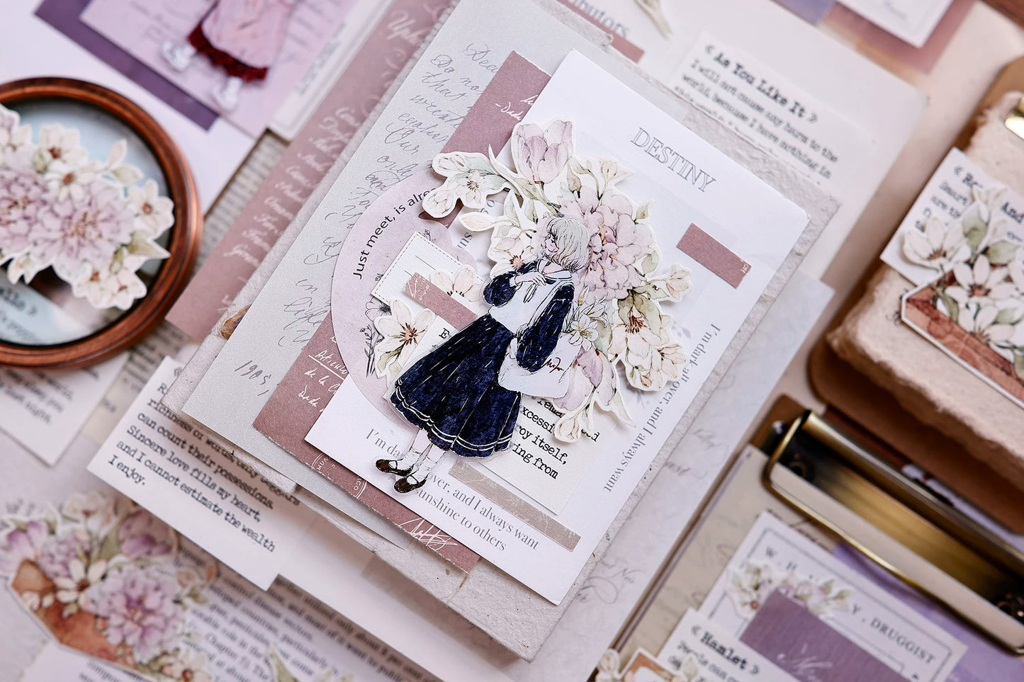 XiaoBaiJia Salt Series【Smoky Purple】Pre-cut Orginal Design Washi/Pet Tape Light Retro Stickers