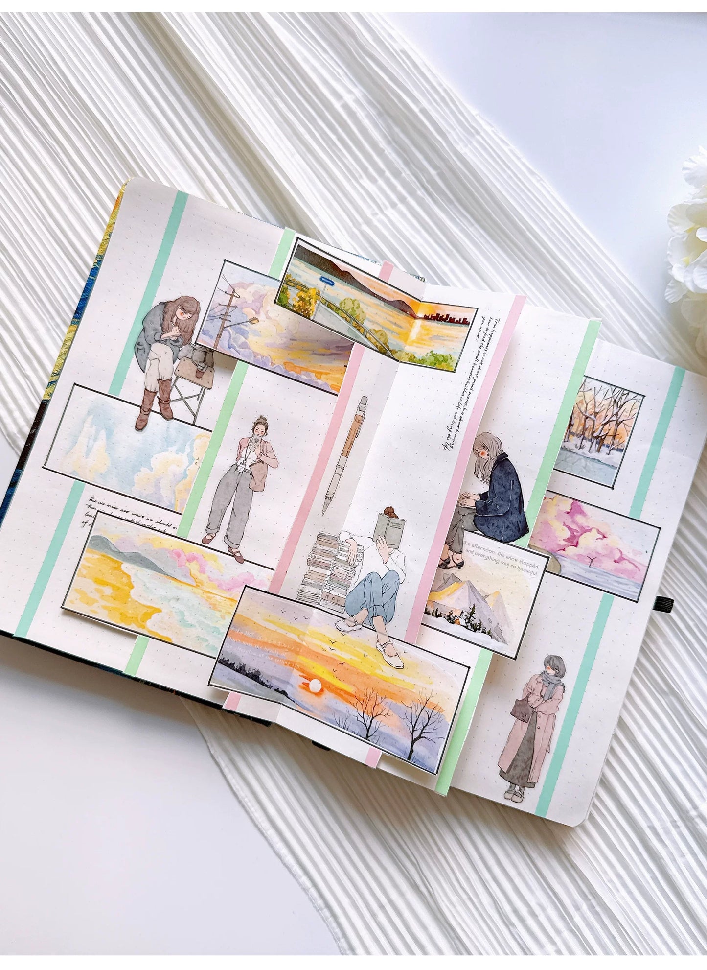 ZiYuanSu【Sunset Glow】Background Sunset Scene Pre-cut Washi/PET Tape