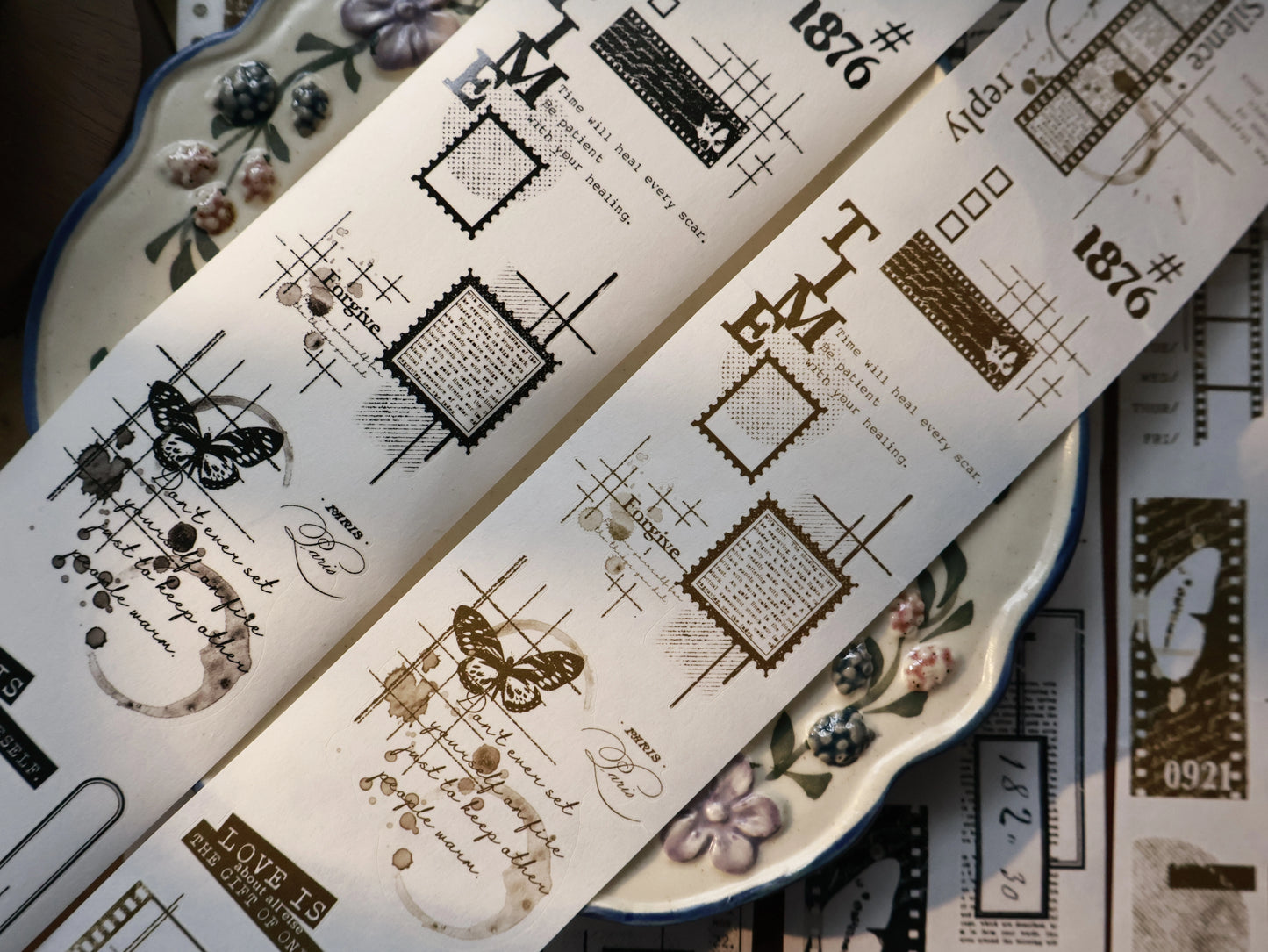 YiEr Vol15【Old Collection】Orginal Design Pre-cut Washi/Pet Floral Tape Light Retro Landscaping Stickers