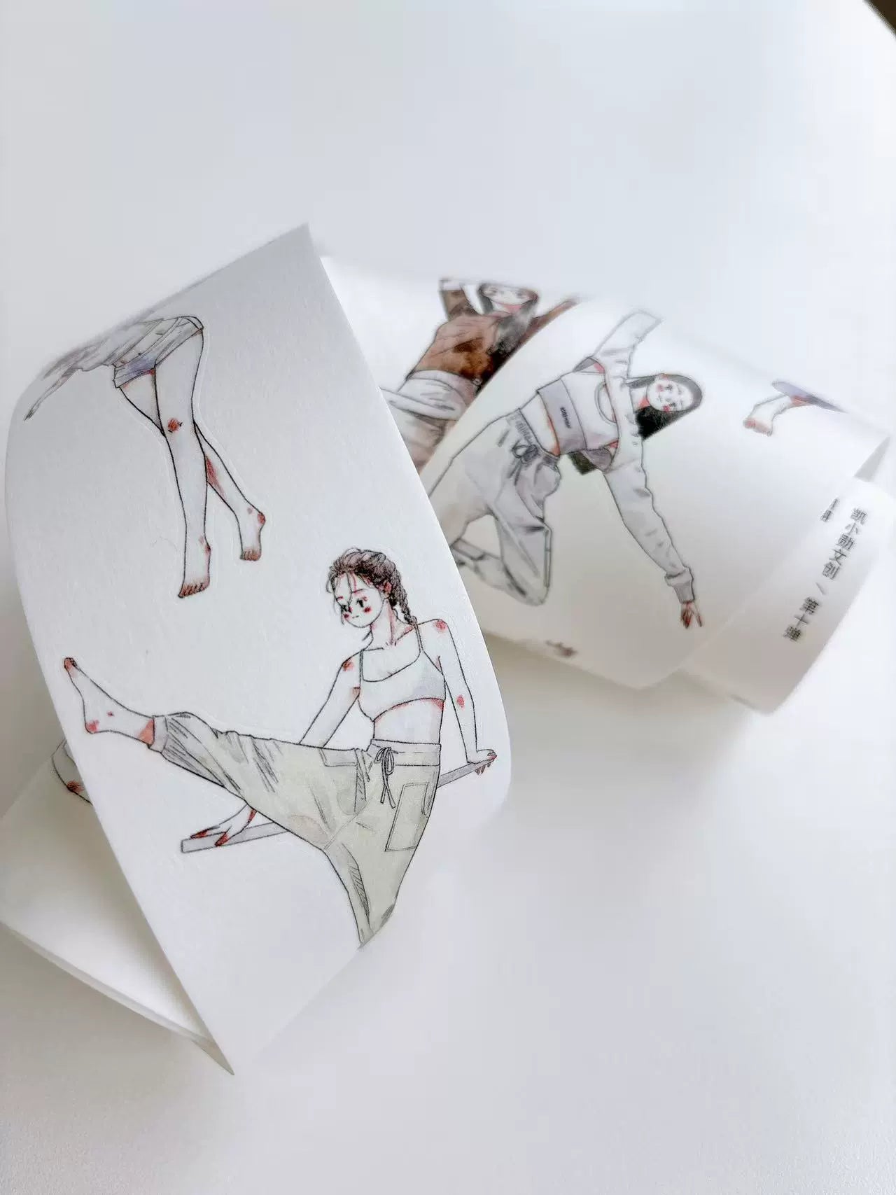 Kaixiaoxun Vol10【Graceful】 Pre-Cut Long Loop Washi/Matte PET Tape for Scrapbook Supplies,Junk Journal Supplies